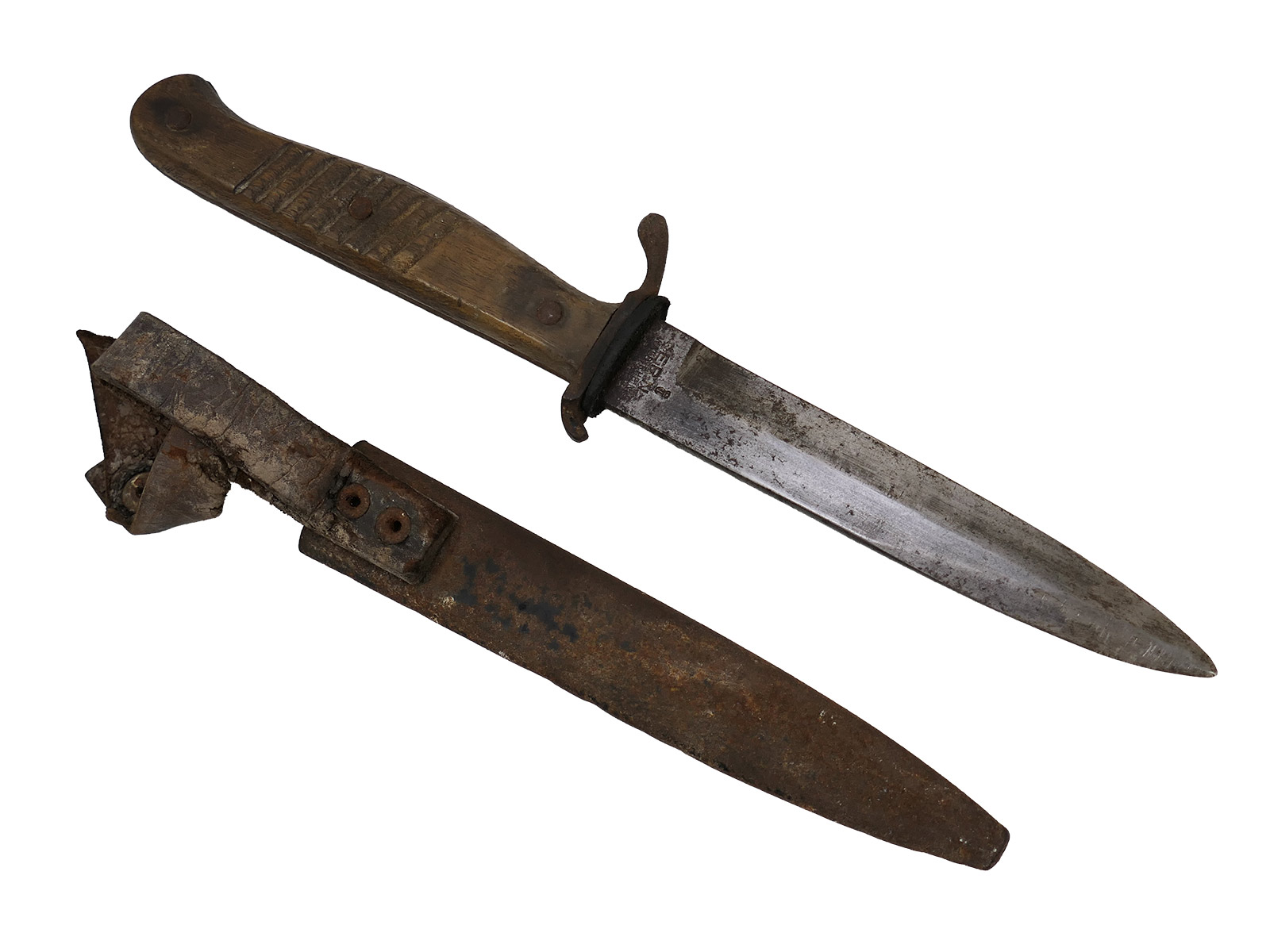 WK1 trench dagger with ERN mark, Rhineland razor factory, COLLECTION BATTLE WORN