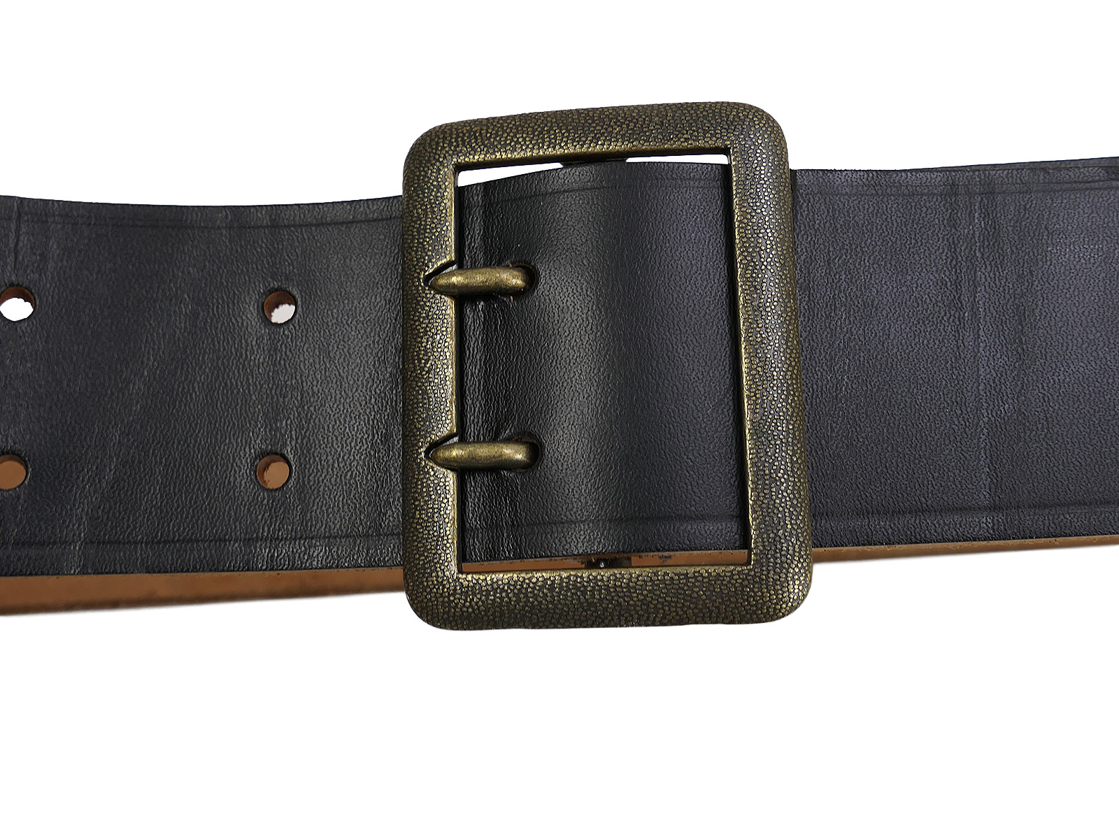 One-off item – Wehrmacht black leather belt, double-pronged officer’s belt, 115 cm