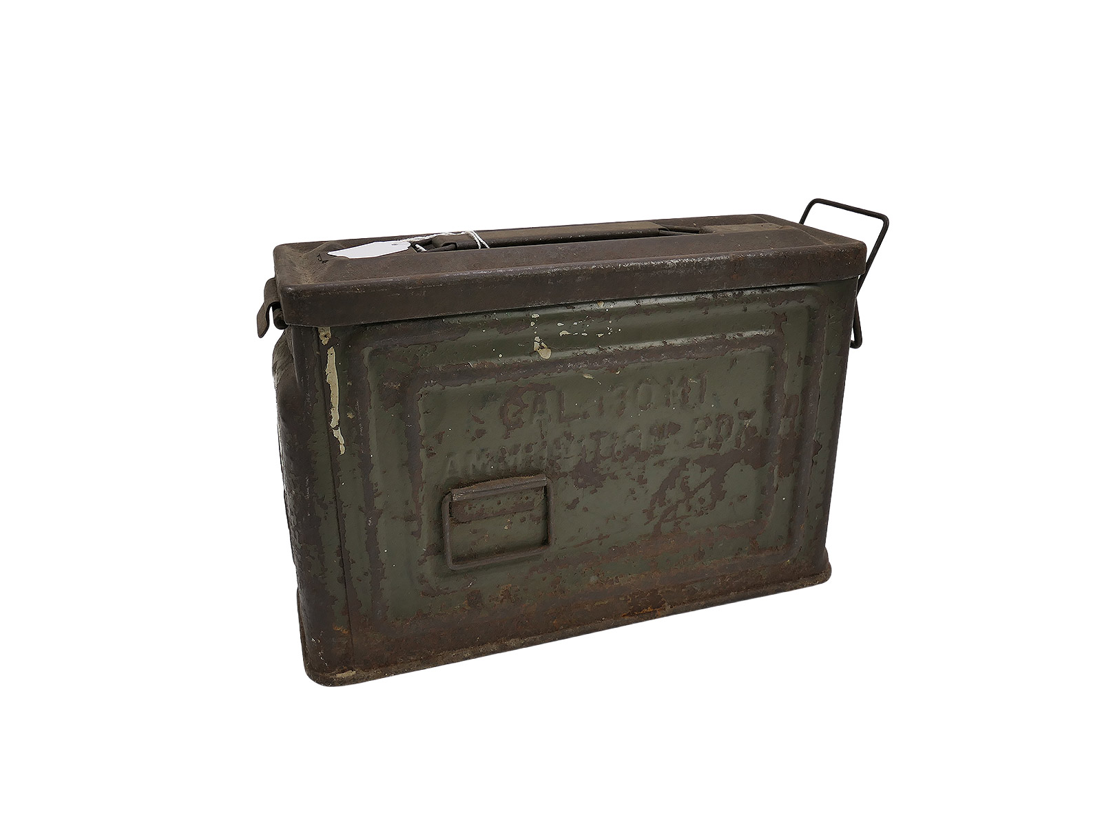US Army Ammunition Box, .30 calibre, M1, ammunition box, metal box, belt box, COLLECTION, BATTLE-WEARED