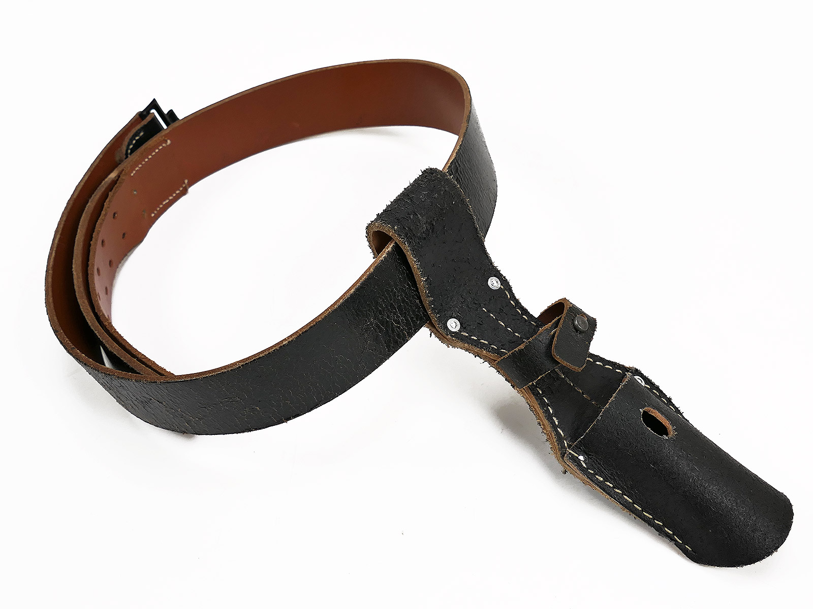 Wehrmacht belt / belt strap – leather belt (100 series) with K98 bayonet belt loop