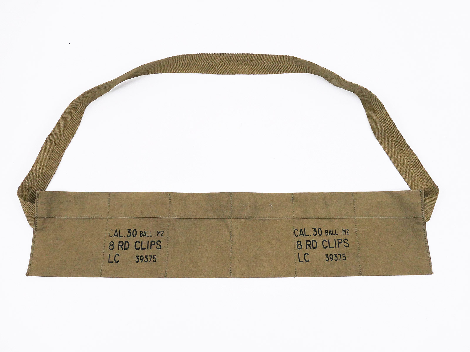 US ARMY M1 Garand M43 bandolier for cal .30 ball M2 clips khaki bandolier