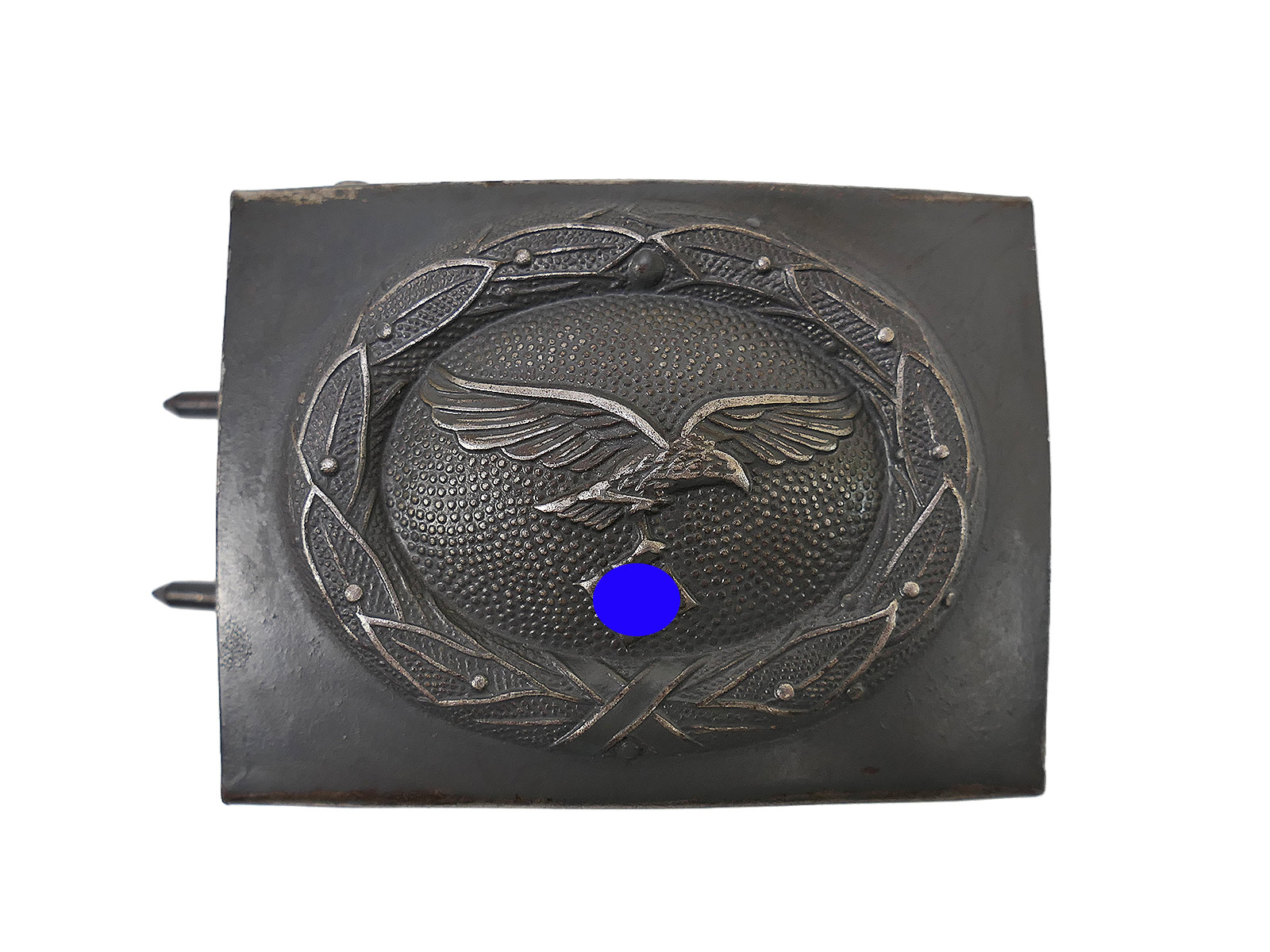 German Air Force (LW) pilot’s belt buckle, steel, Assmann A&S, blue-grey, paratrooper