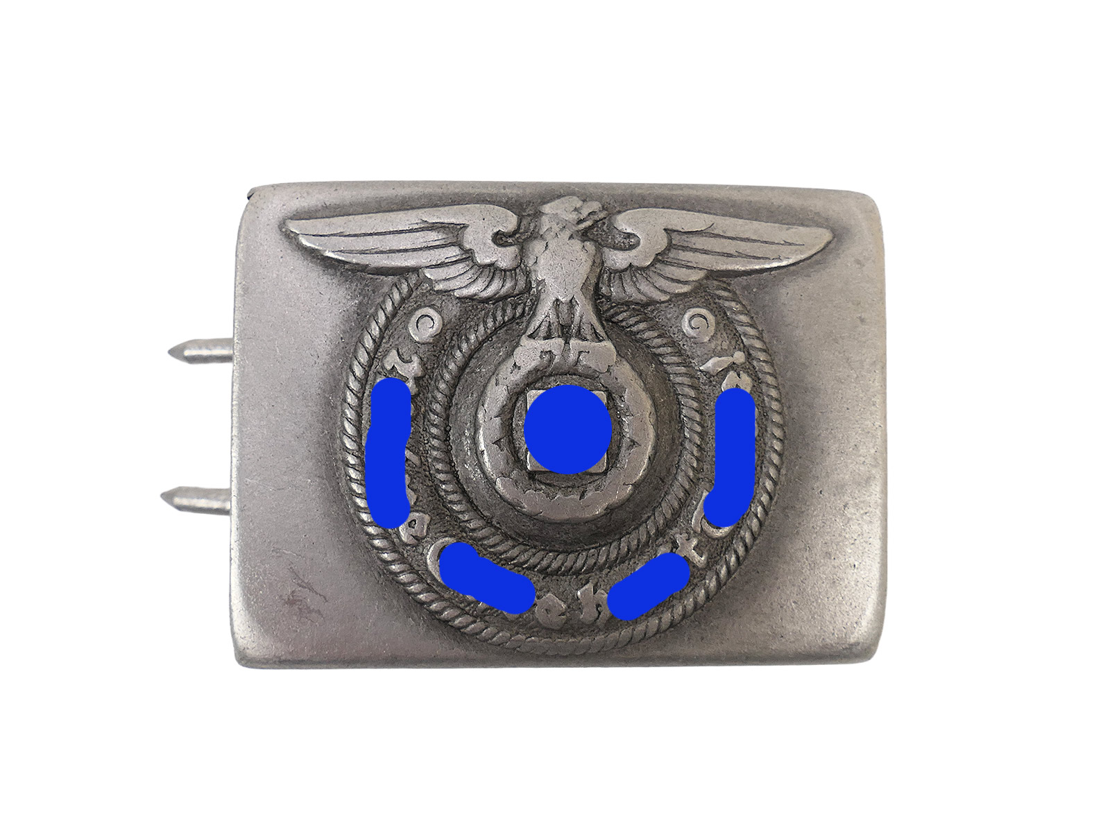 Waffen SS RZM 36/39 belt buckle, aluminium, well-worn