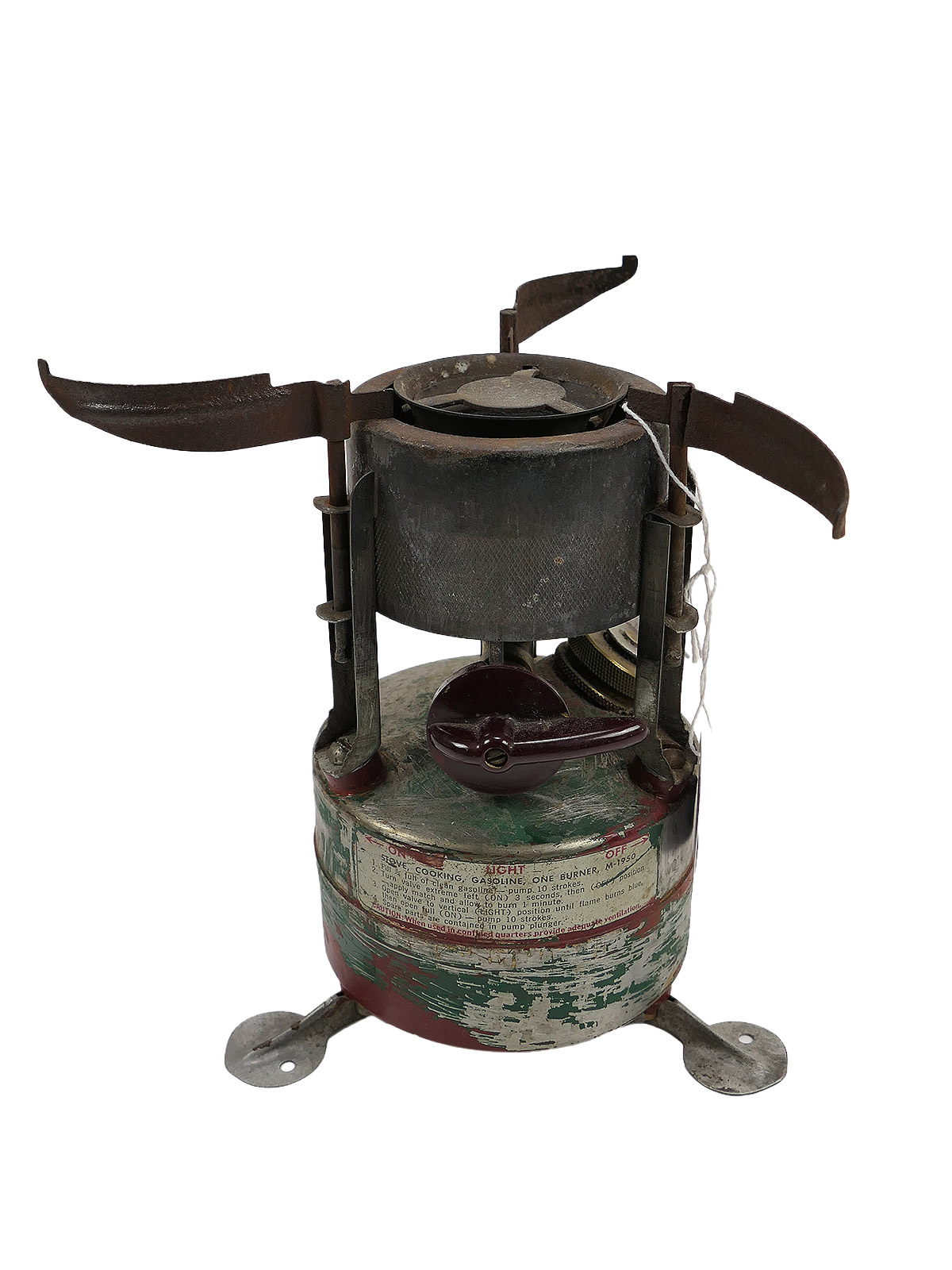 Original US Coleman M-1950 petrol stove, cooking gasoline, Rogers-Akron 1951, Korea/Vietnam collection, battle-worn 