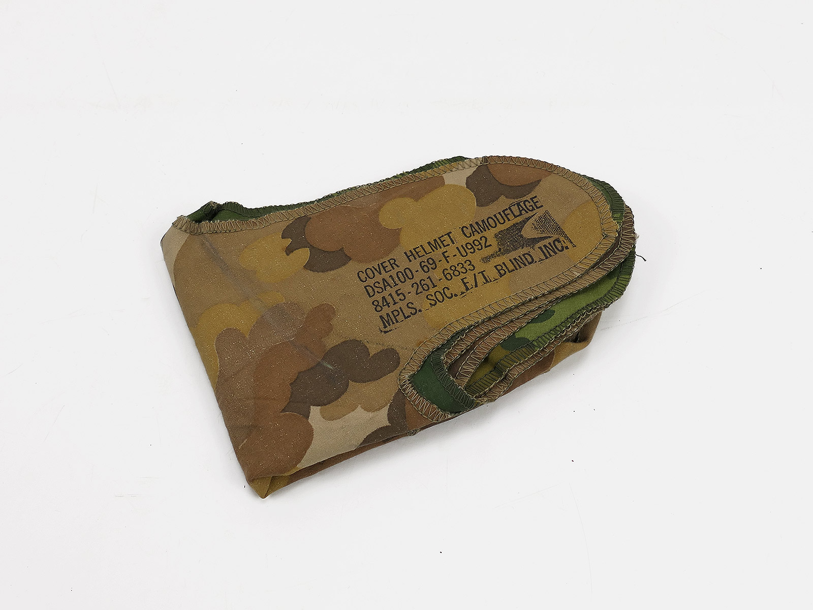 #10 ORIGINAL US Helmet cover MITCHELL LEAF M1 Stahlhelm Helmbezug 1969 TOP MINT