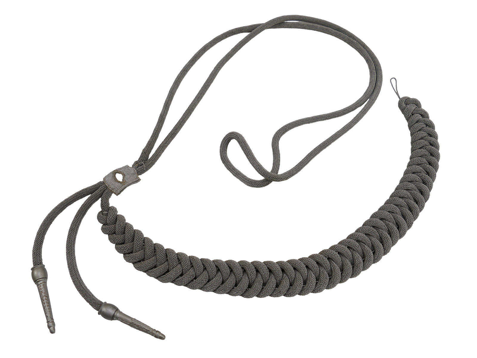 One-off item – Wehrmacht officer’s parade lanyard, ‘monkey swing’ adjutant’s lanyard – COLLECTION BATTLE WORN