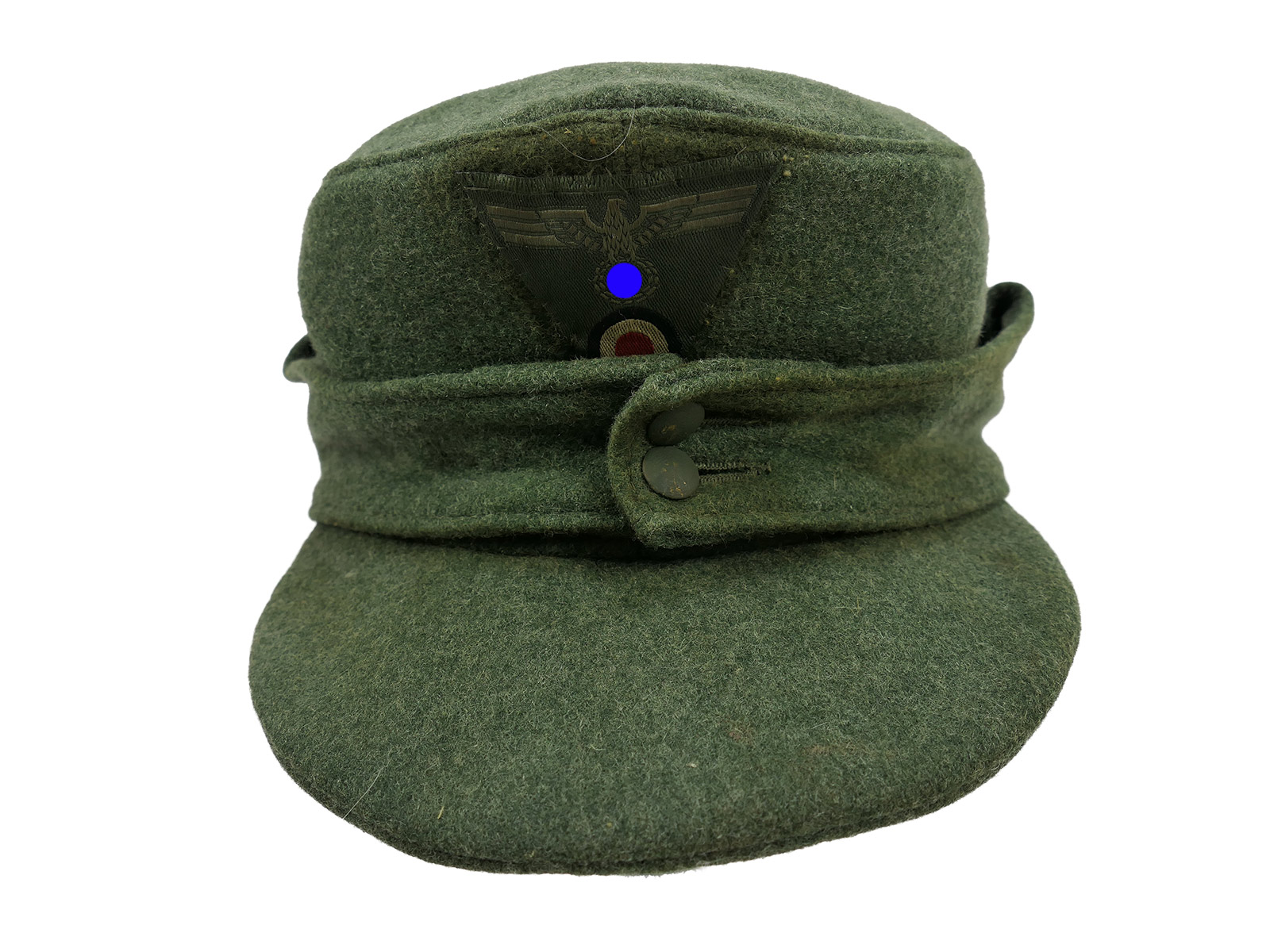 Wehrmacht M43 field cap M1943 with trapezoidal detailing, cap eagle, size 58, BATTLE WORN