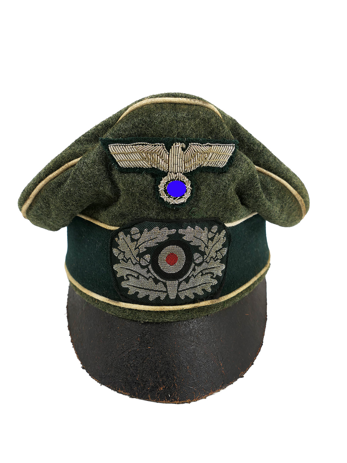 Wehrmacht Infantry Officer’s Crusher Cap with cap eagle / cockade BATTLE-WORN