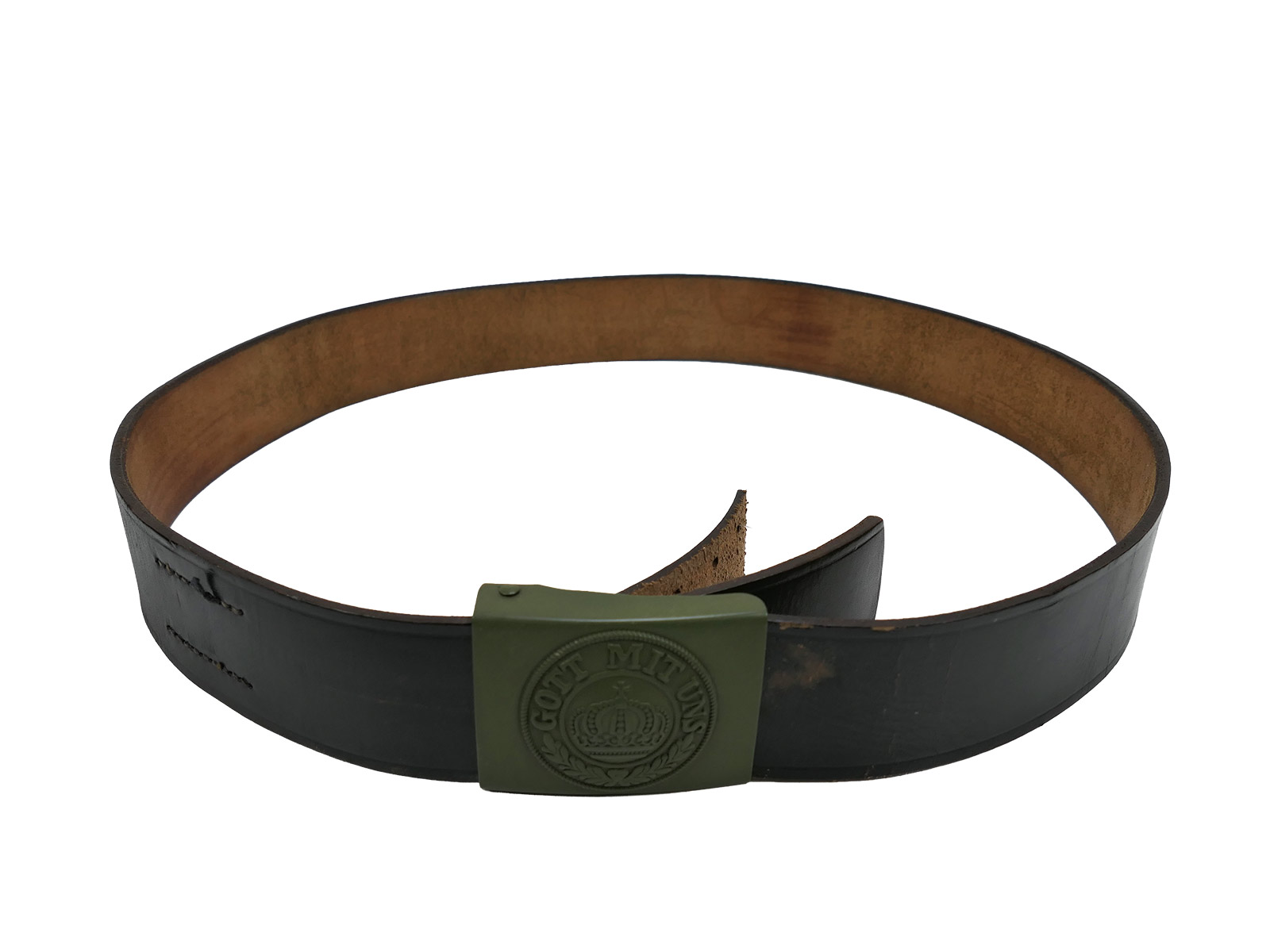 One-off WK1 Prussian belt / belt strap – leather belt, 110 cm, with ‘God be with us’ buckle