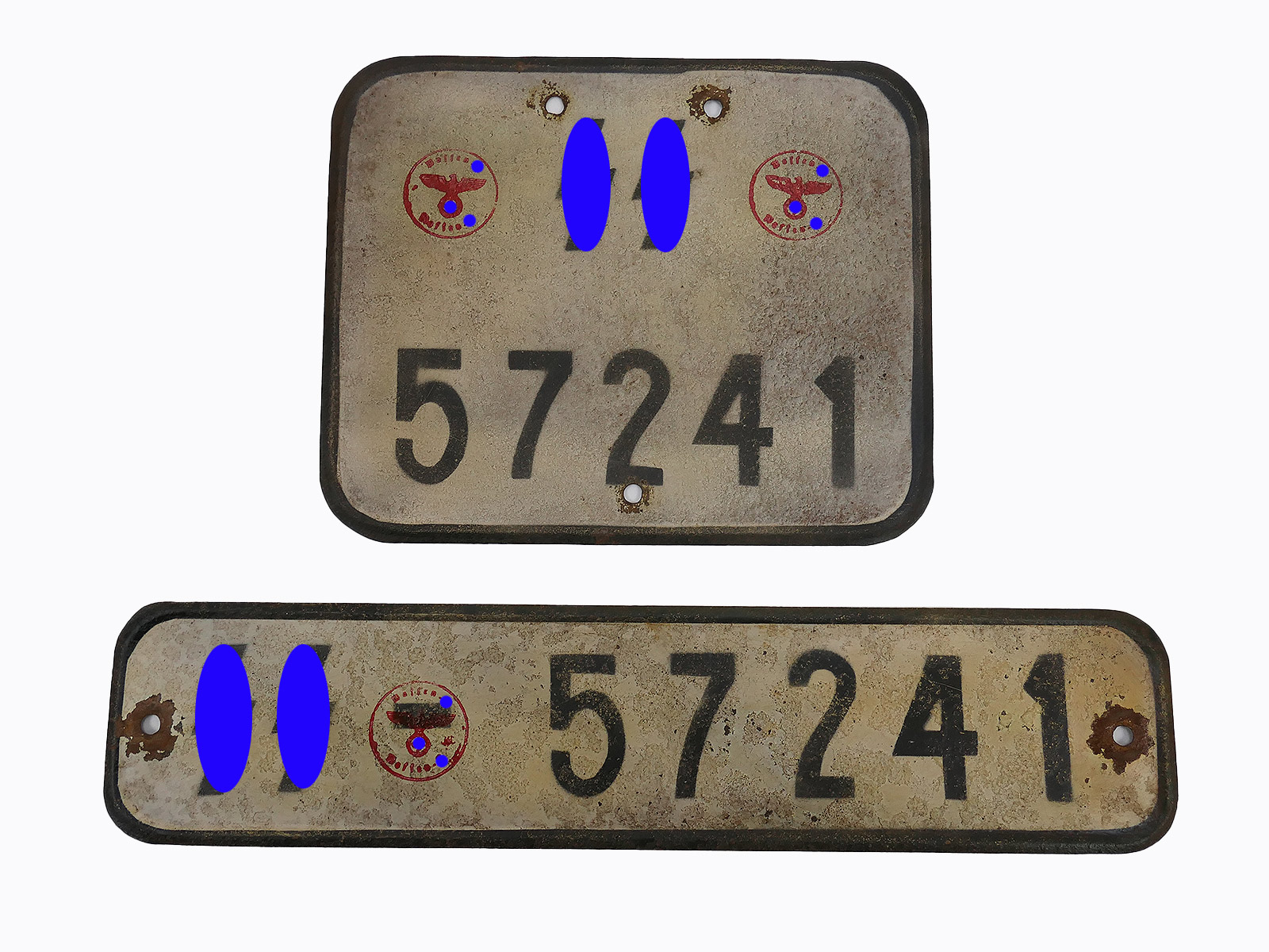 #E/ Waffen SS set license plate KFZ license plate Kübelwagen VW82 Schwimmwagen VW166