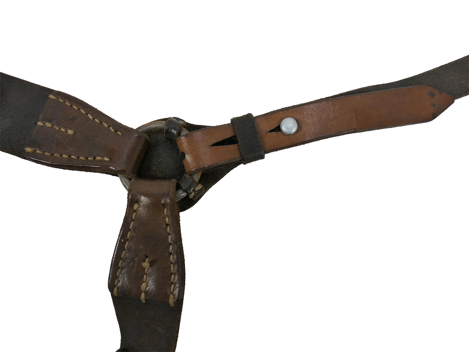 One-off item – Original Wehrmacht Y-strap leather belt carrier by Franz Brehme, 1942. Top condition!  COLLECTION
