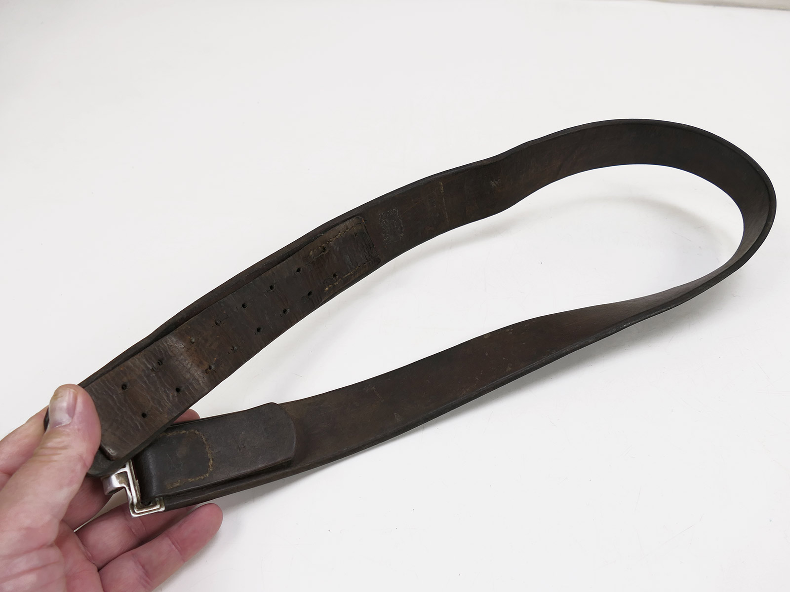 Wehrmacht / Luftwaffe belt / belt strap, leather belt, 98 cm, dated 1938, COLLECTION BATTLE WORN