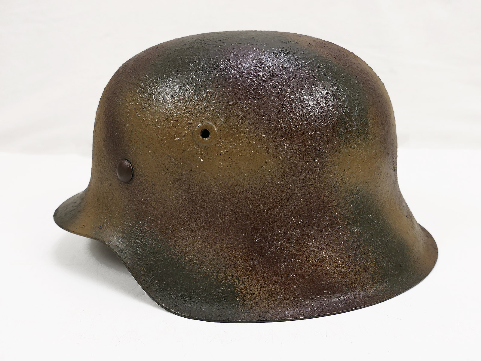 Wehrmacht M42 NS66 camouflage steel helmet with helmet lining, size 59, Normandy camouflage helmet, BATTLE WORN