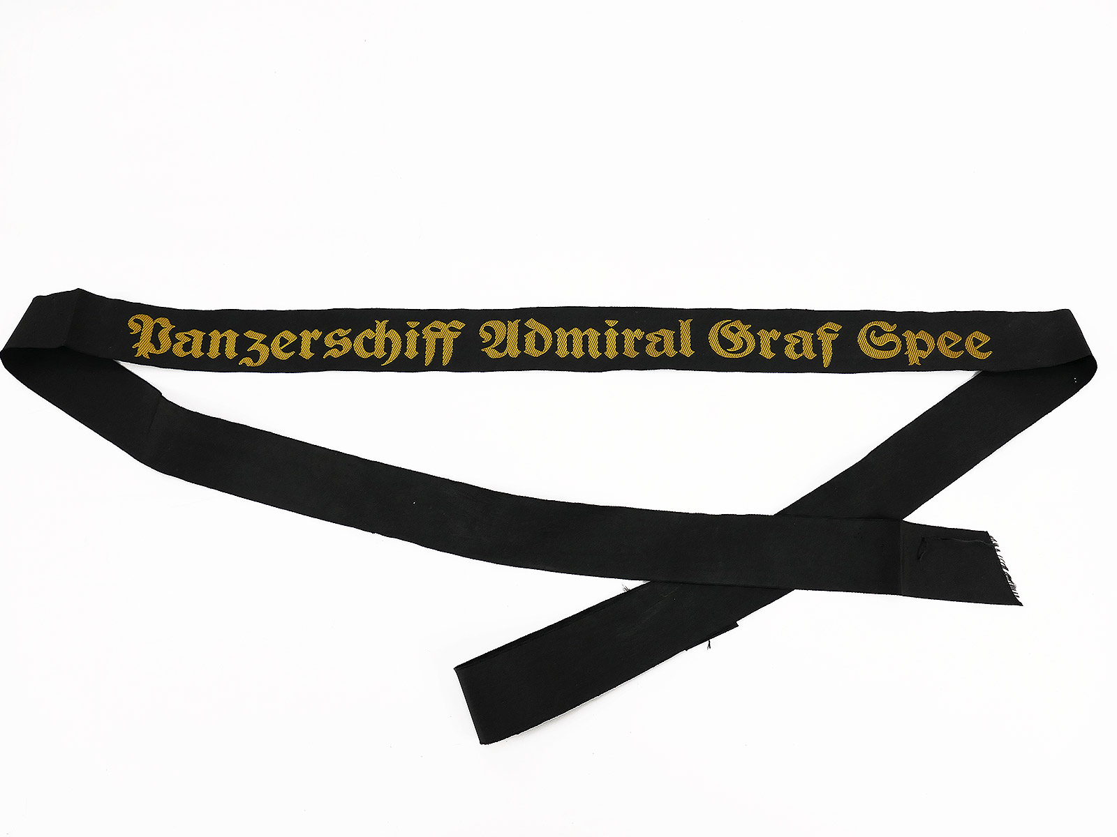 German Navy cap band "Armoured Cruiser Admiral Graf Spee" 150cm Navy peaked cap