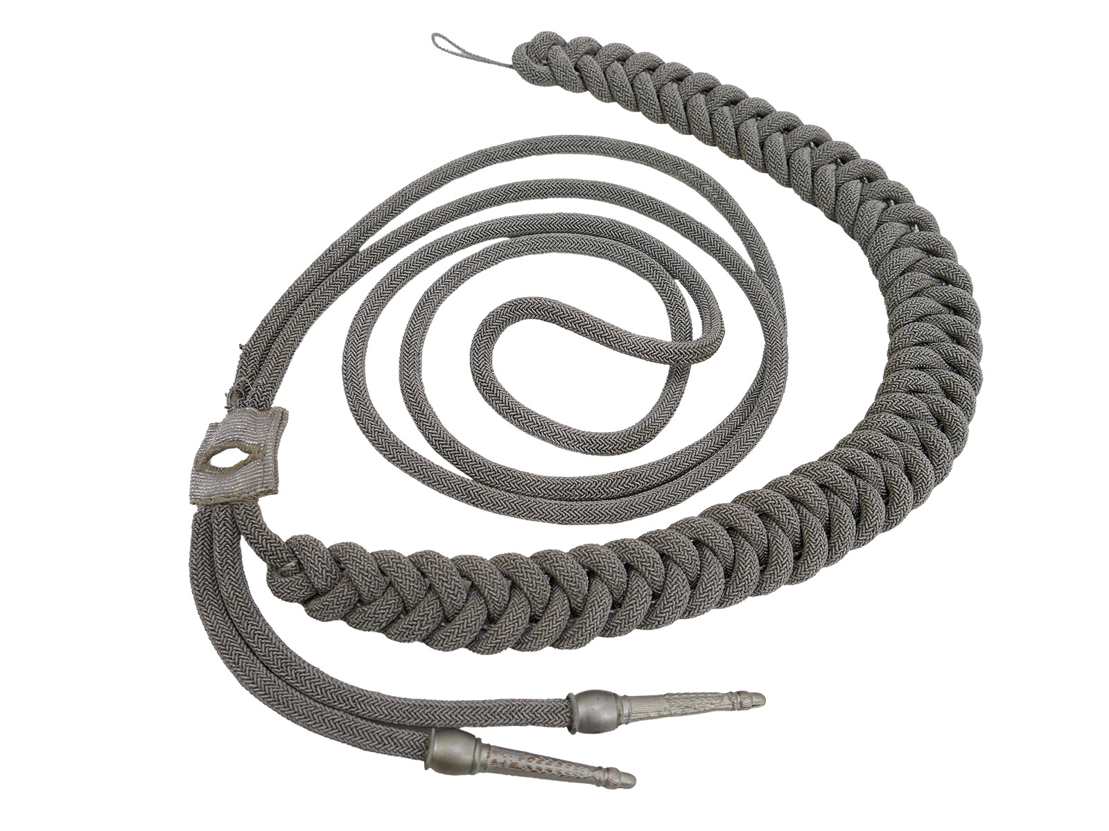 One-off item – Wehrmacht officer’s parade lanyard, ‘monkey swing’ adjutant’s lanyard – COLLECTION BATTLE WORN