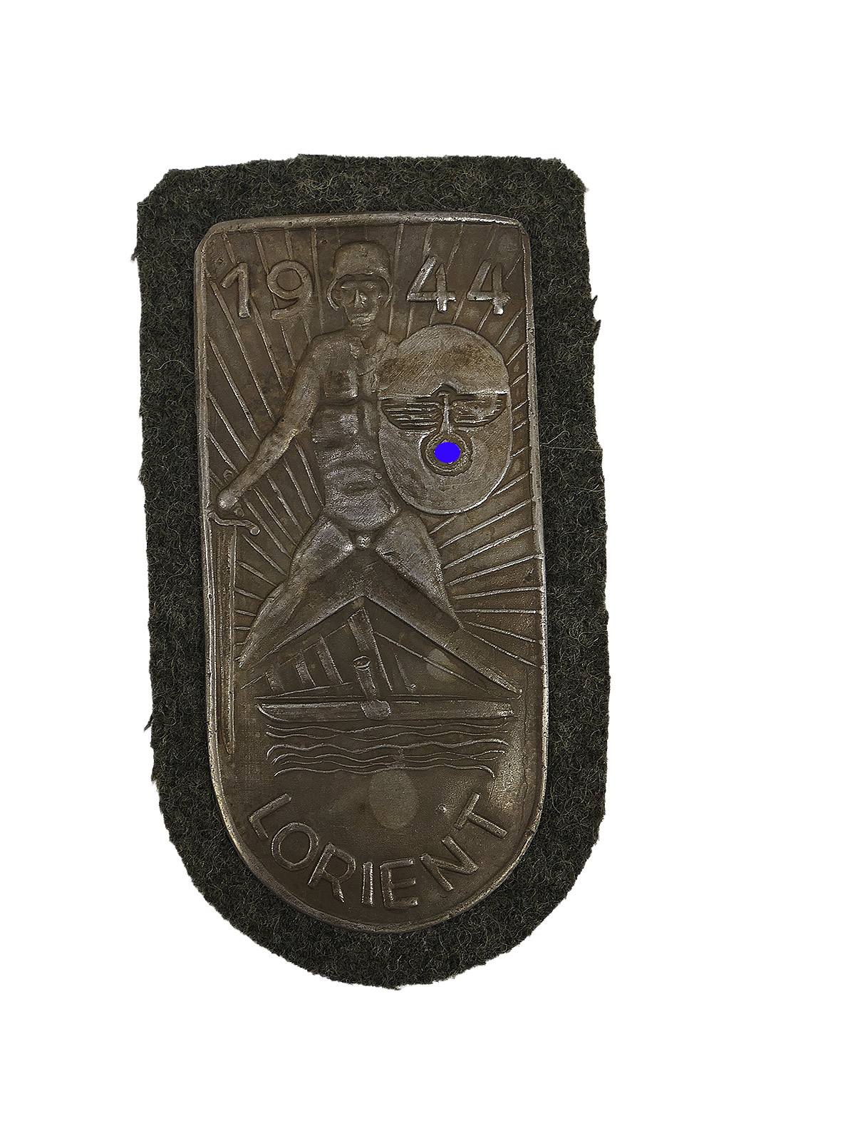 Wehrmacht sleeve badge, Lorient 1944, F.A.L., Lorient badge, field jacket 