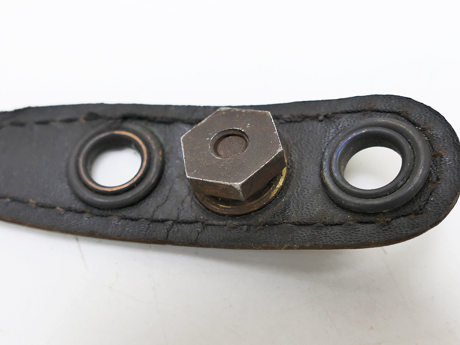 Vintage LW chin strap paratrooper helmet M38 steel helmet Luftwaffe chin strap leather BATTLE WORN