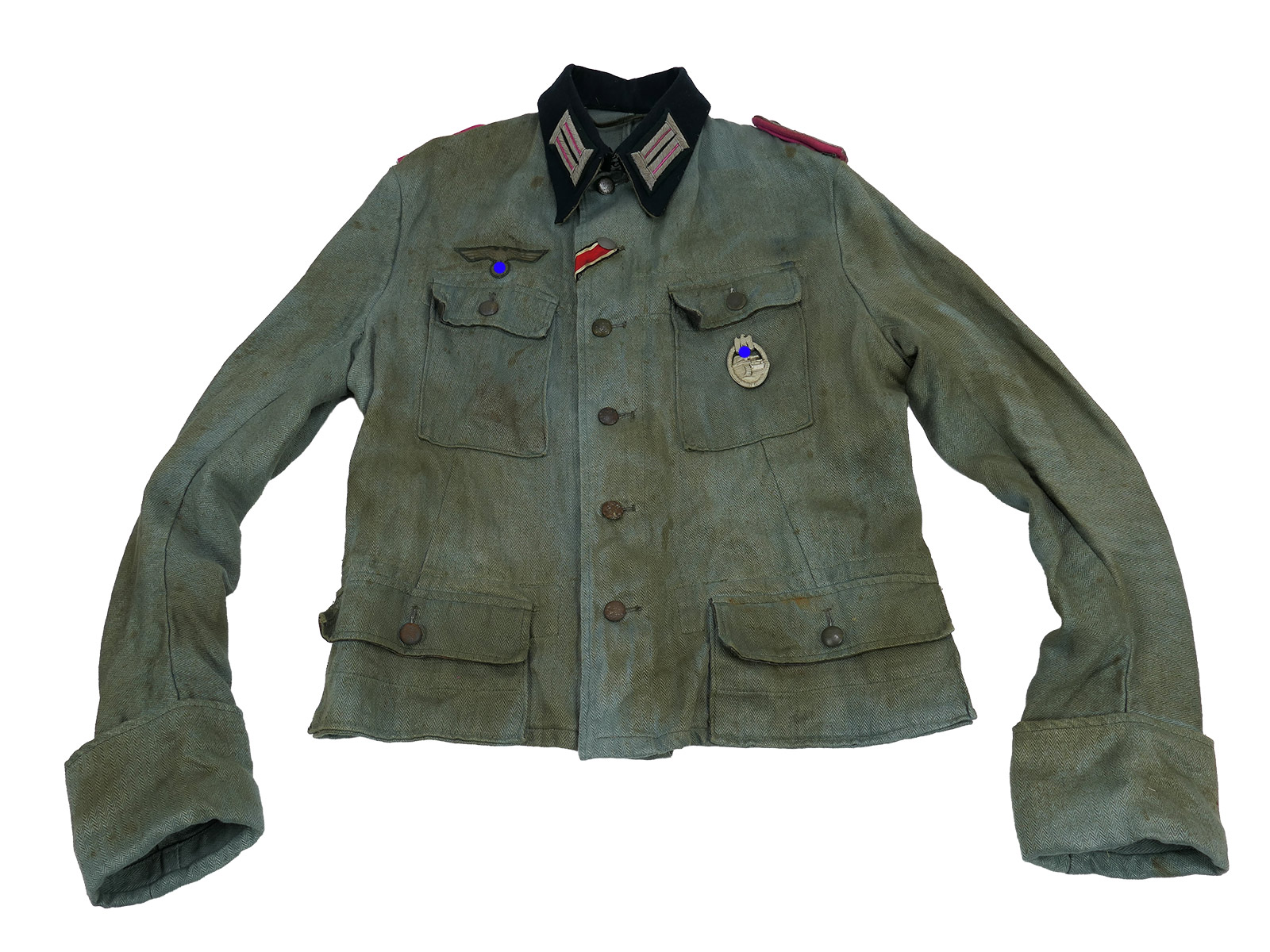 Wehrmacht M41 Officer’s Summer Field Jacket Uniform, First Lieutenant, Armoured Train – COLLECTION, BATTLE-WORN