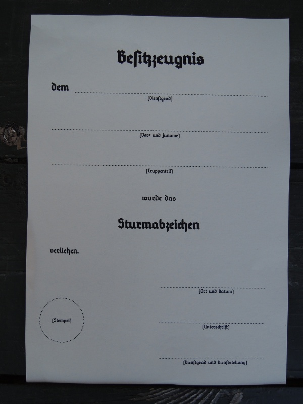 Ownership certificate "Storm Badge"