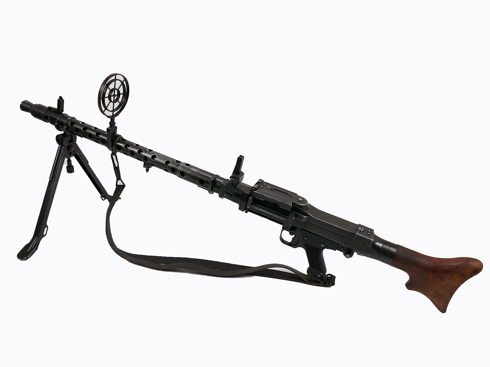 VARIANTE Machine gun MG34 Deco metal model with wooden shoulder rest + aviator circular front sight