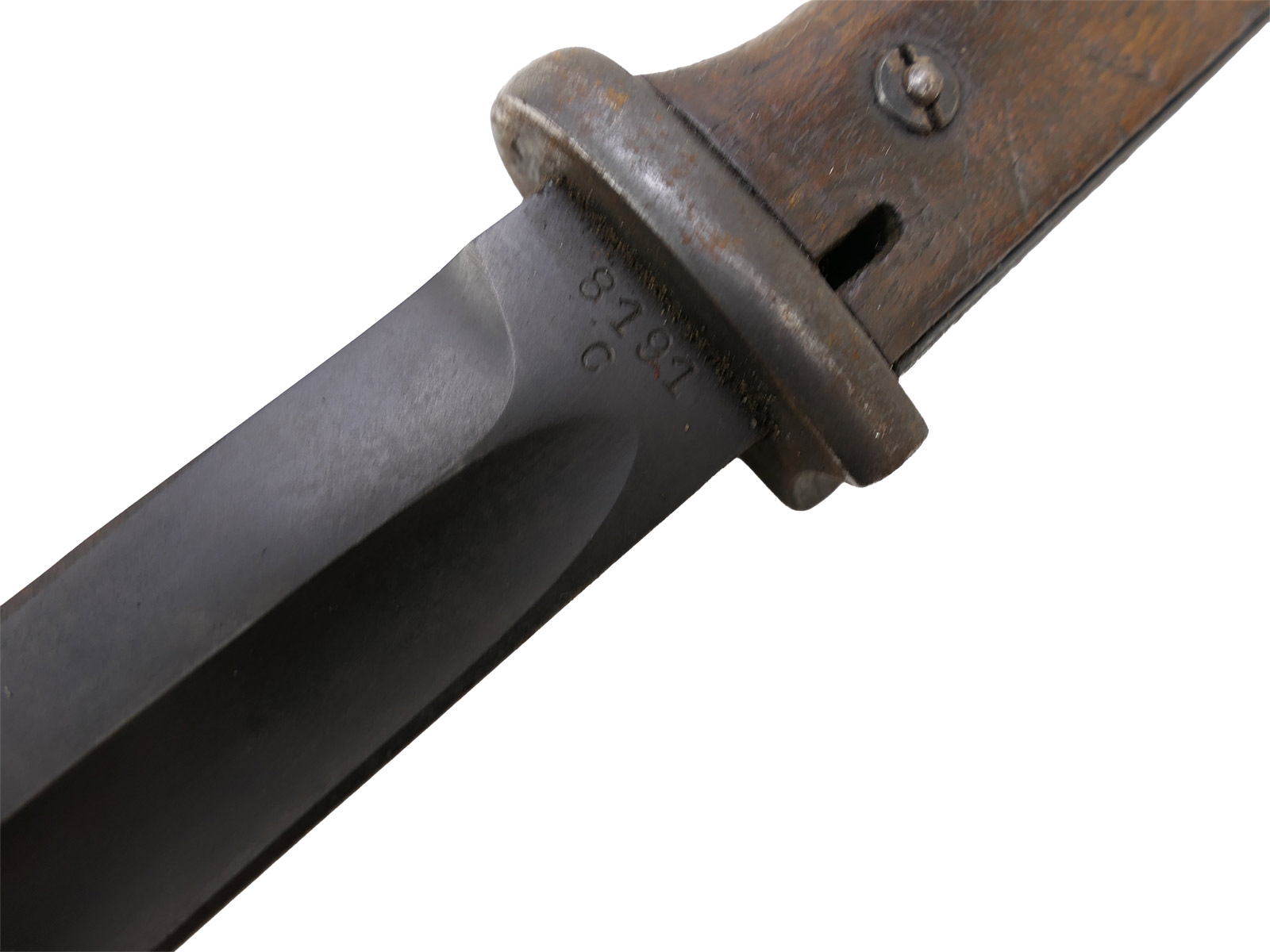 Wehrmacht M84/98 S/174 bayonet, 1937 K98 carbine / sidearm with scabbard, BATTLE-WORN