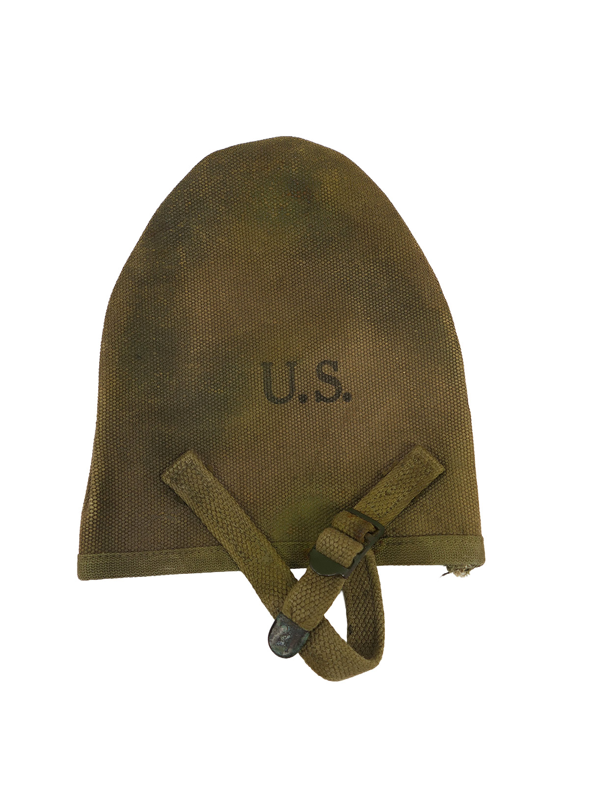 Original US Army WW2 cover bag, 1942, for T-Shovel, with original camouflage / spade cover – battle-worn