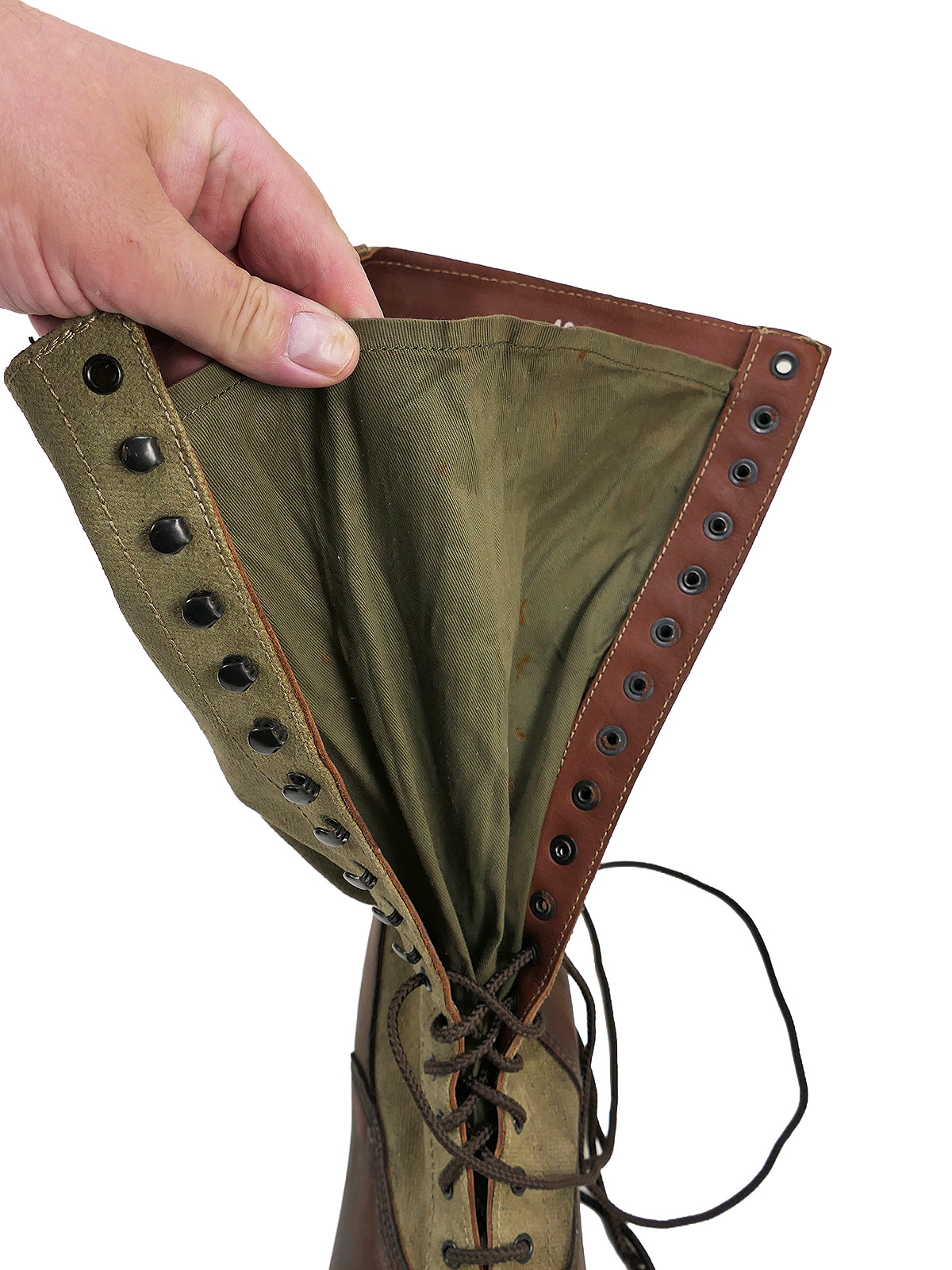 Single pair – Wehrmacht DAK high-top tropical boots, Afrika Korps boots, size 46, COLLECTION BATTLE WORN