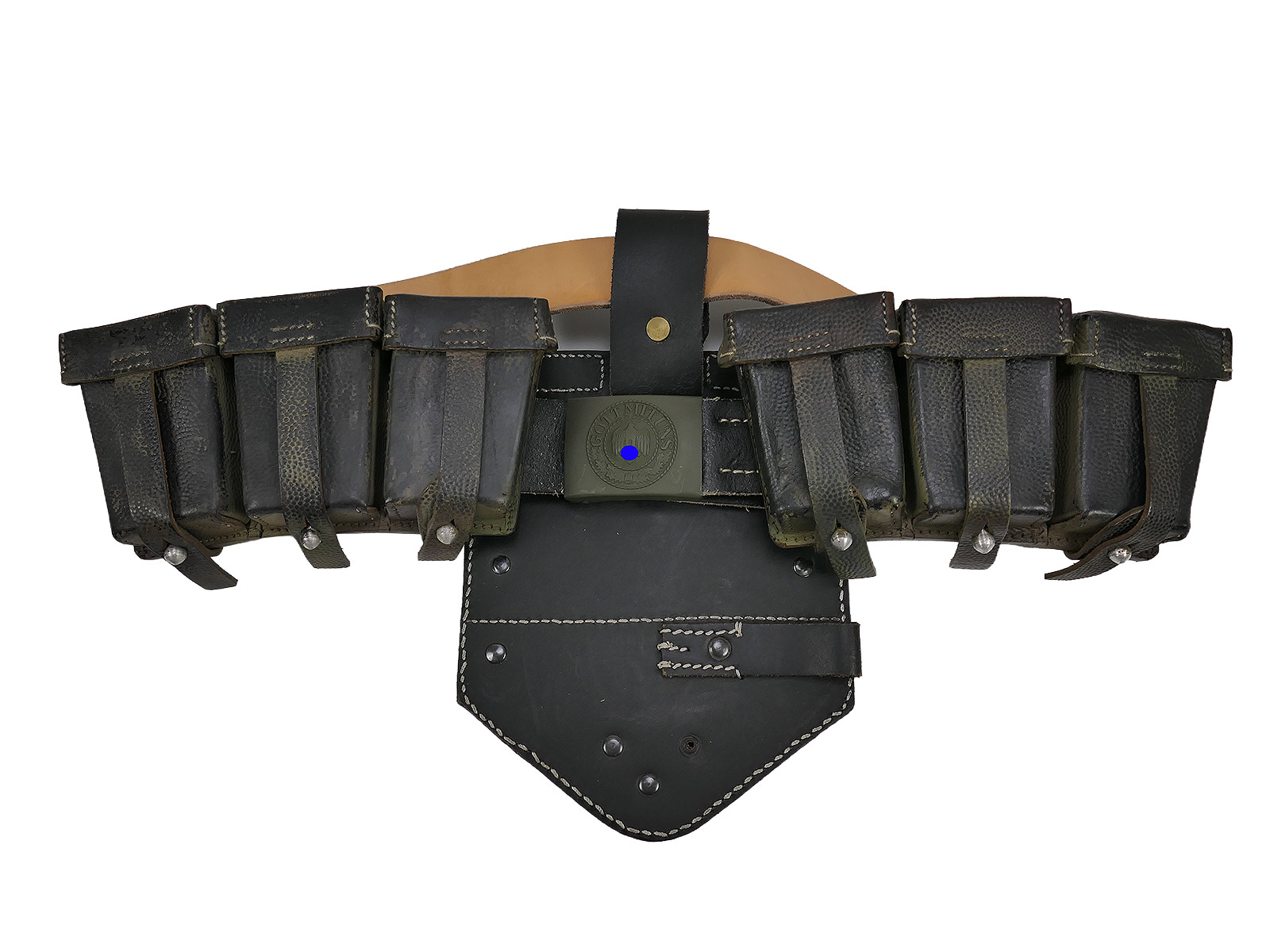 K98 Belt Set: Cartridge Pouches, Leather Belt (110 cm), Belt Buckle, Fold-out Cartridge Pouch