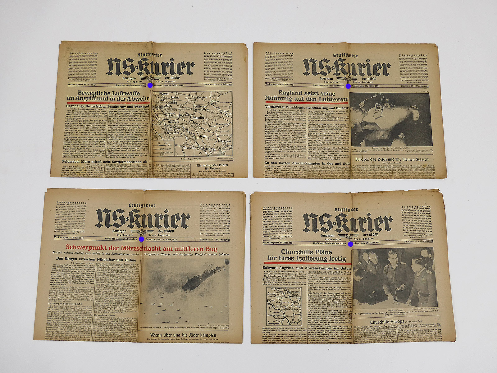 #K8/ 4x Stuttgarter NS-Kurier Zeitung 14.Jg. issues March 1944 Journal of the NSDAP Gauorgan