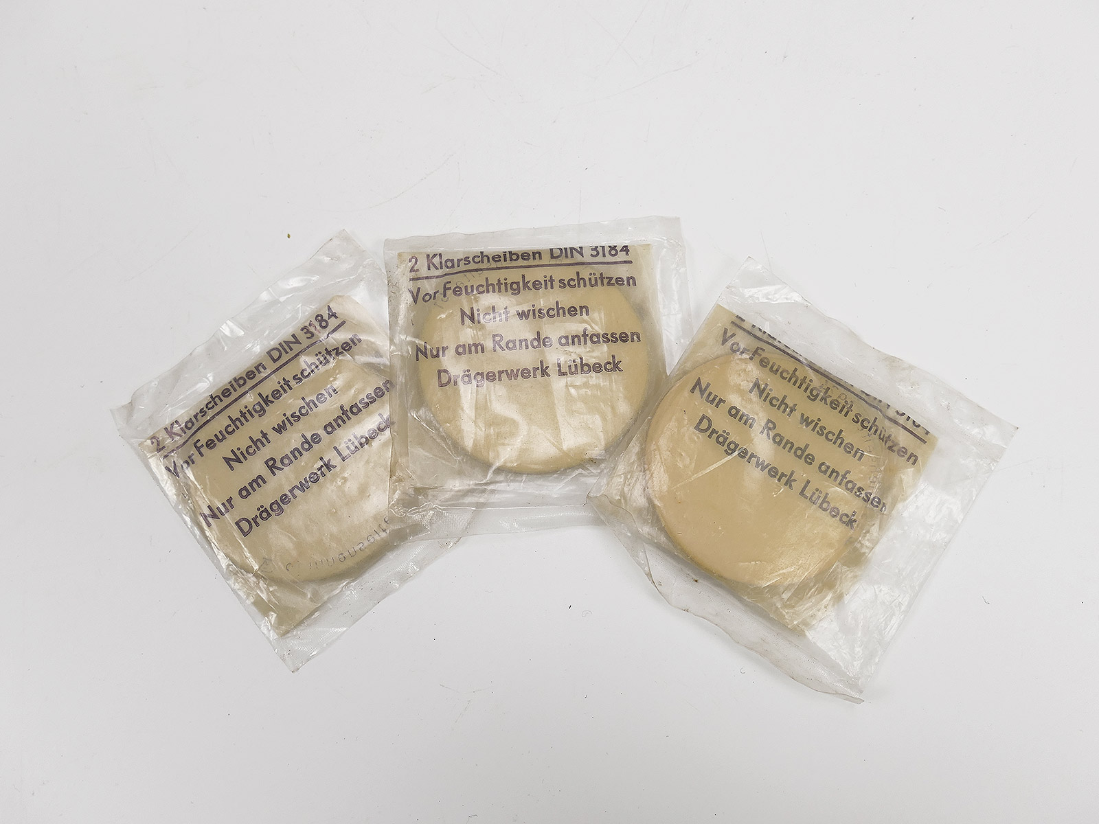 Accessories Gas mask 3x clear discs OVP Dräger / Drägerwerk Lübeck