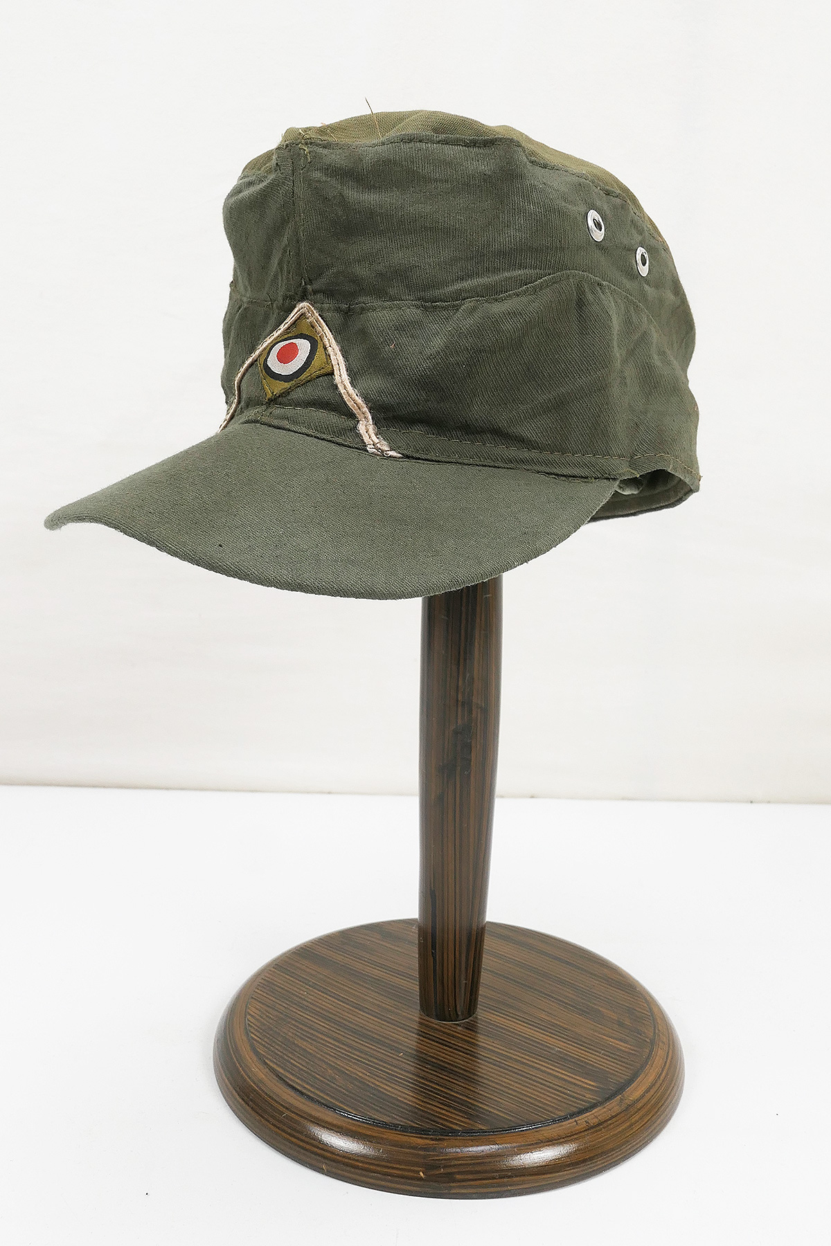 P1430797 Heeres Tropen M43 field cap Afrikakorps Infanterie Tropenmütze DAK Gr.59 khaki with cockade soutache