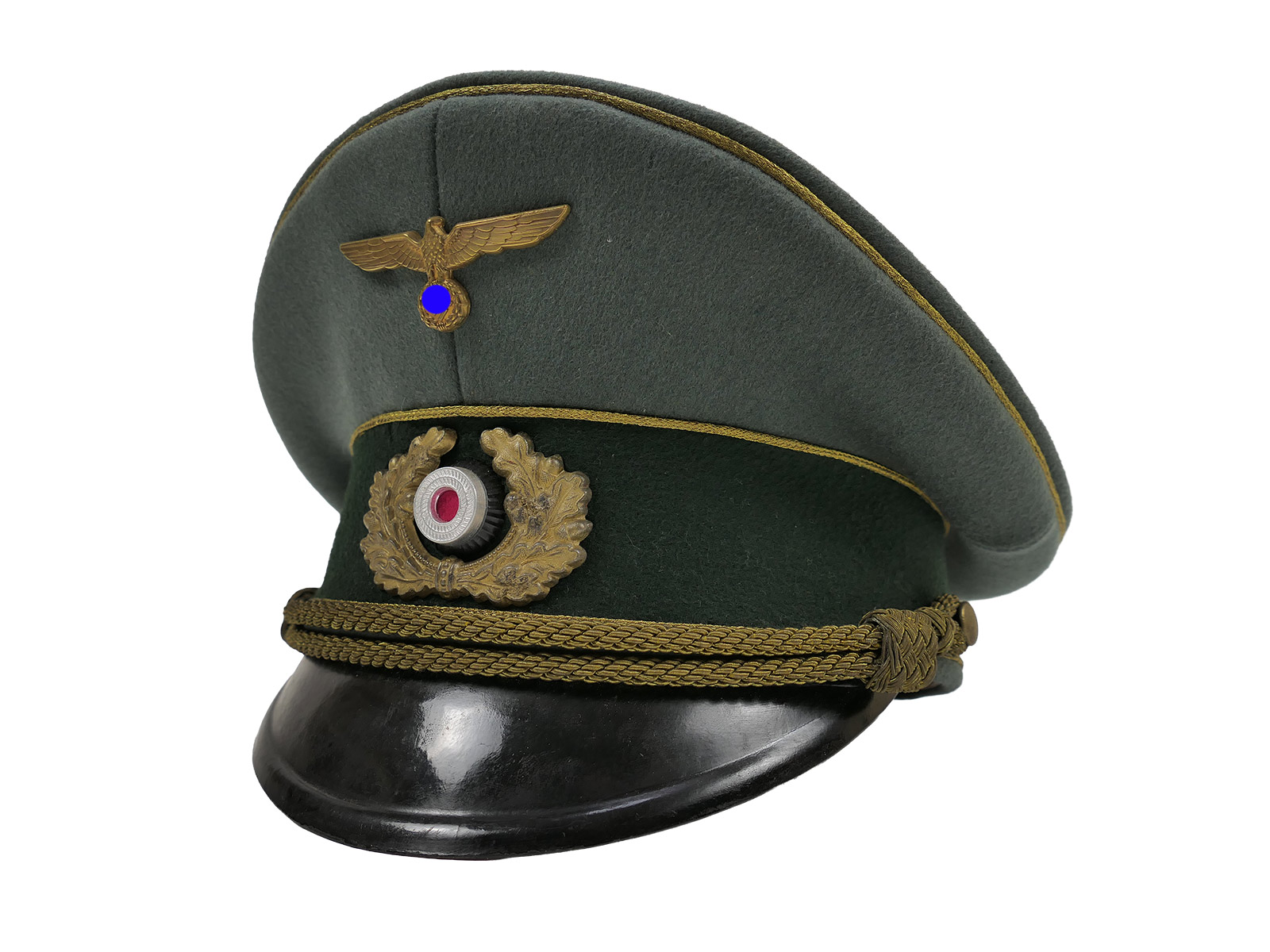 Antique Wehrmacht General’s peaked cap, size 58, with excellent patina – COLLECTION BATTLE WORN