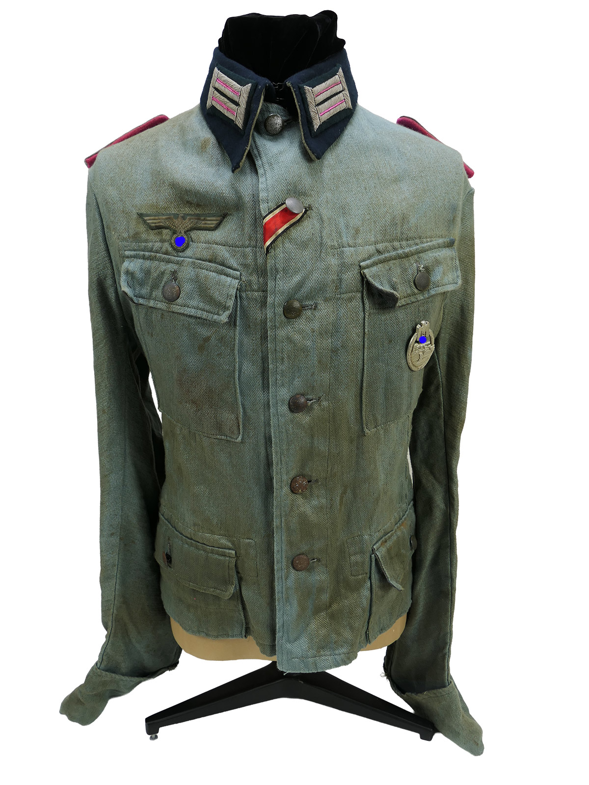 Wehrmacht M41 Officer’s Summer Field Jacket Uniform, First Lieutenant, Armoured Train – COLLECTION, BATTLE-WORN