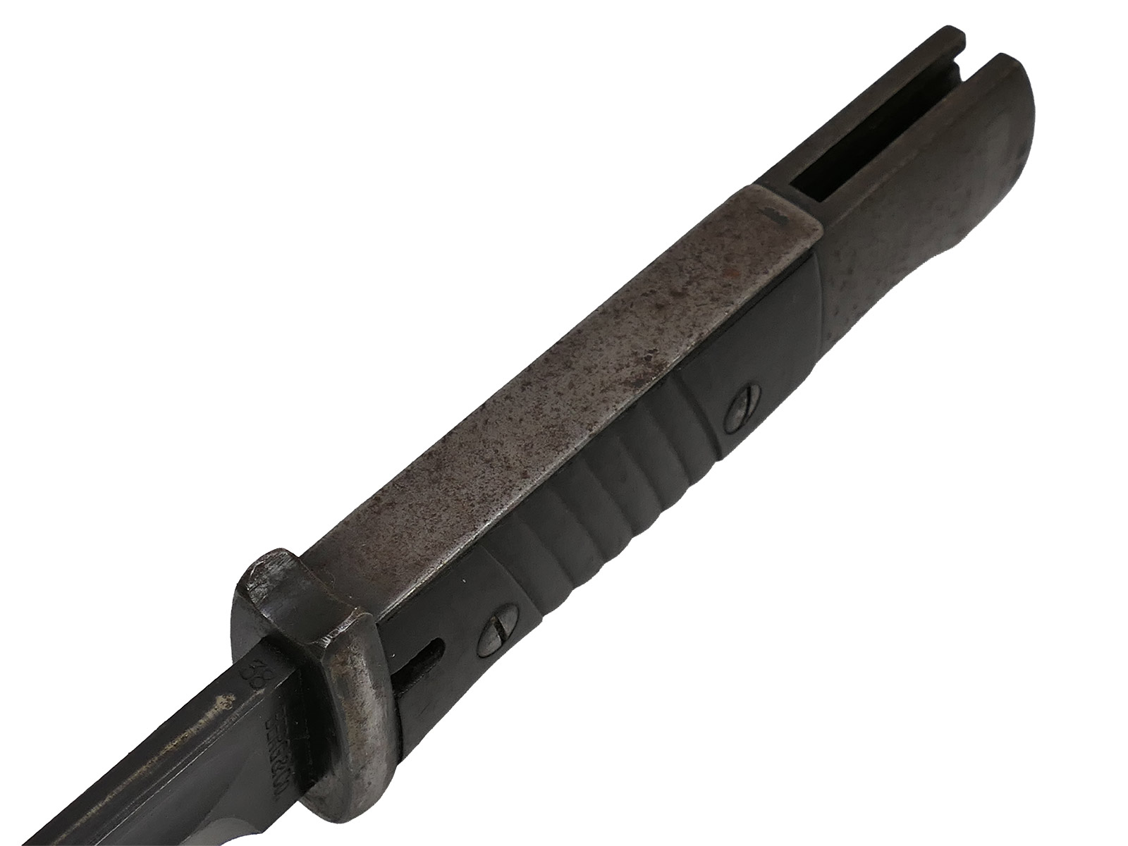 Wehrmacht M84/98 bayonet by Berg & Co, 1938, K98 carbine / fixed bayonet with scabbard, BATTLE-WORN