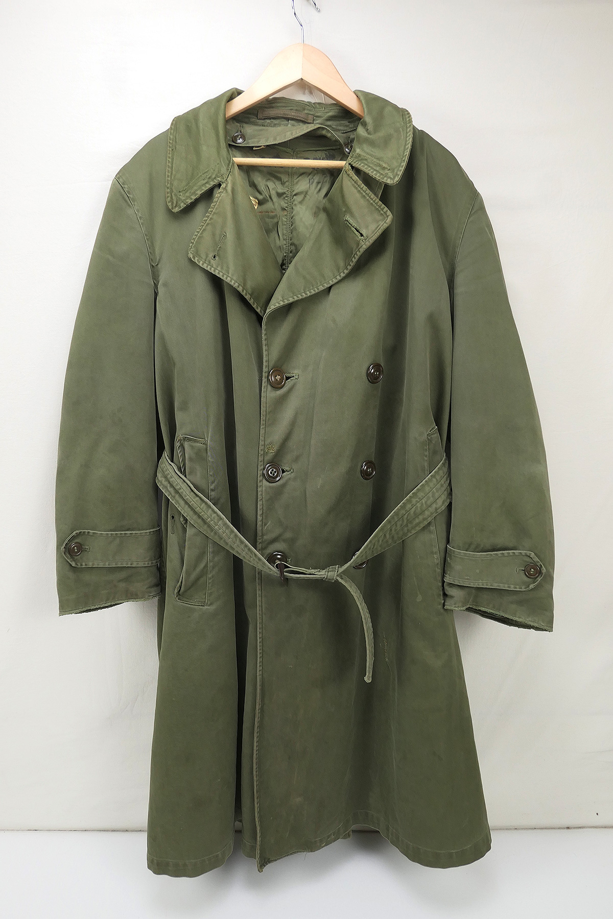 P1450382 Original US Overcoat Field OD7 Coat Trench Coat 1950 Size Medium
