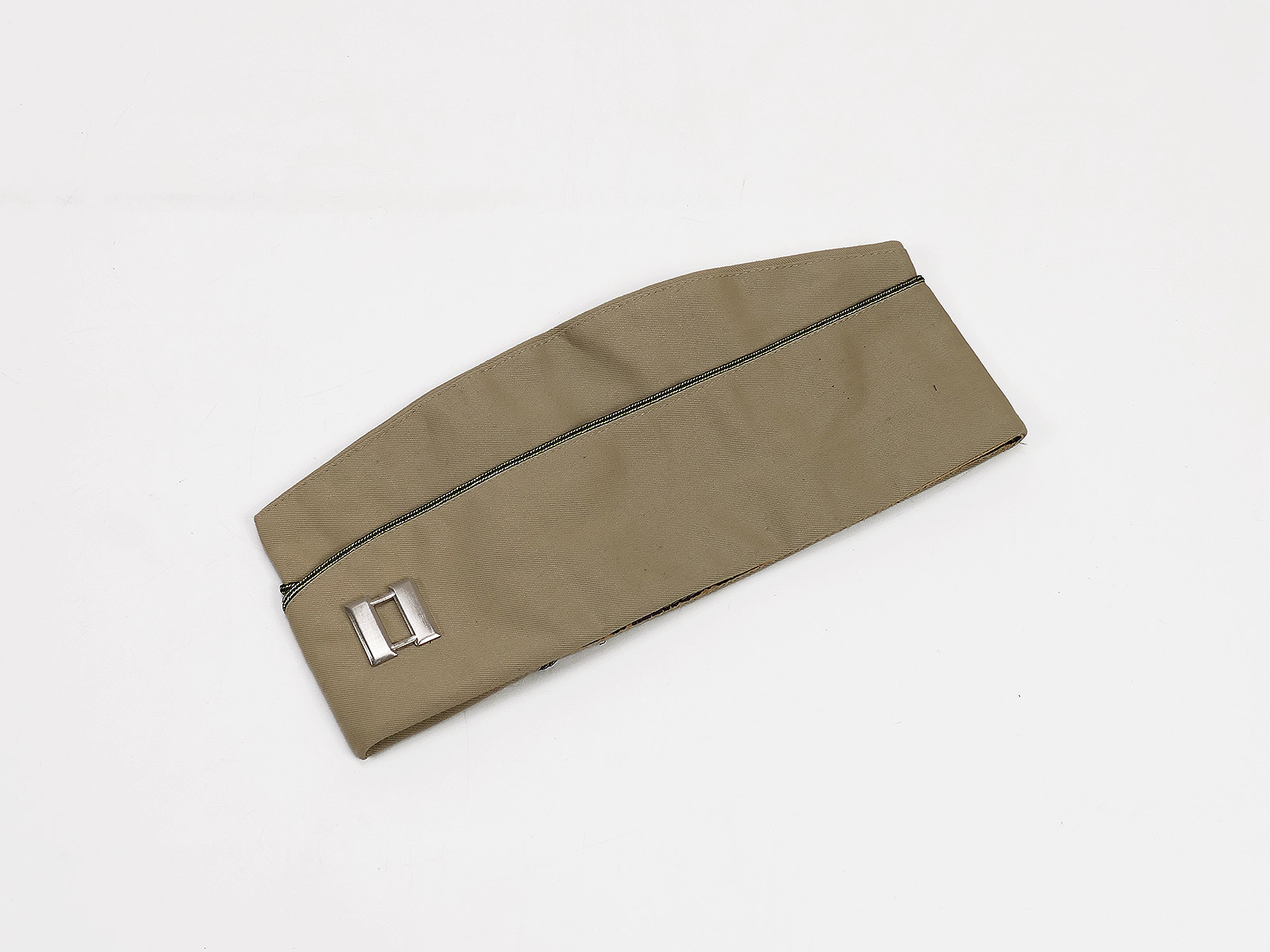 US WW2 Garrison Cap Tan Chino Size 59 Officer Captain Sommer Schiffchen Vintage