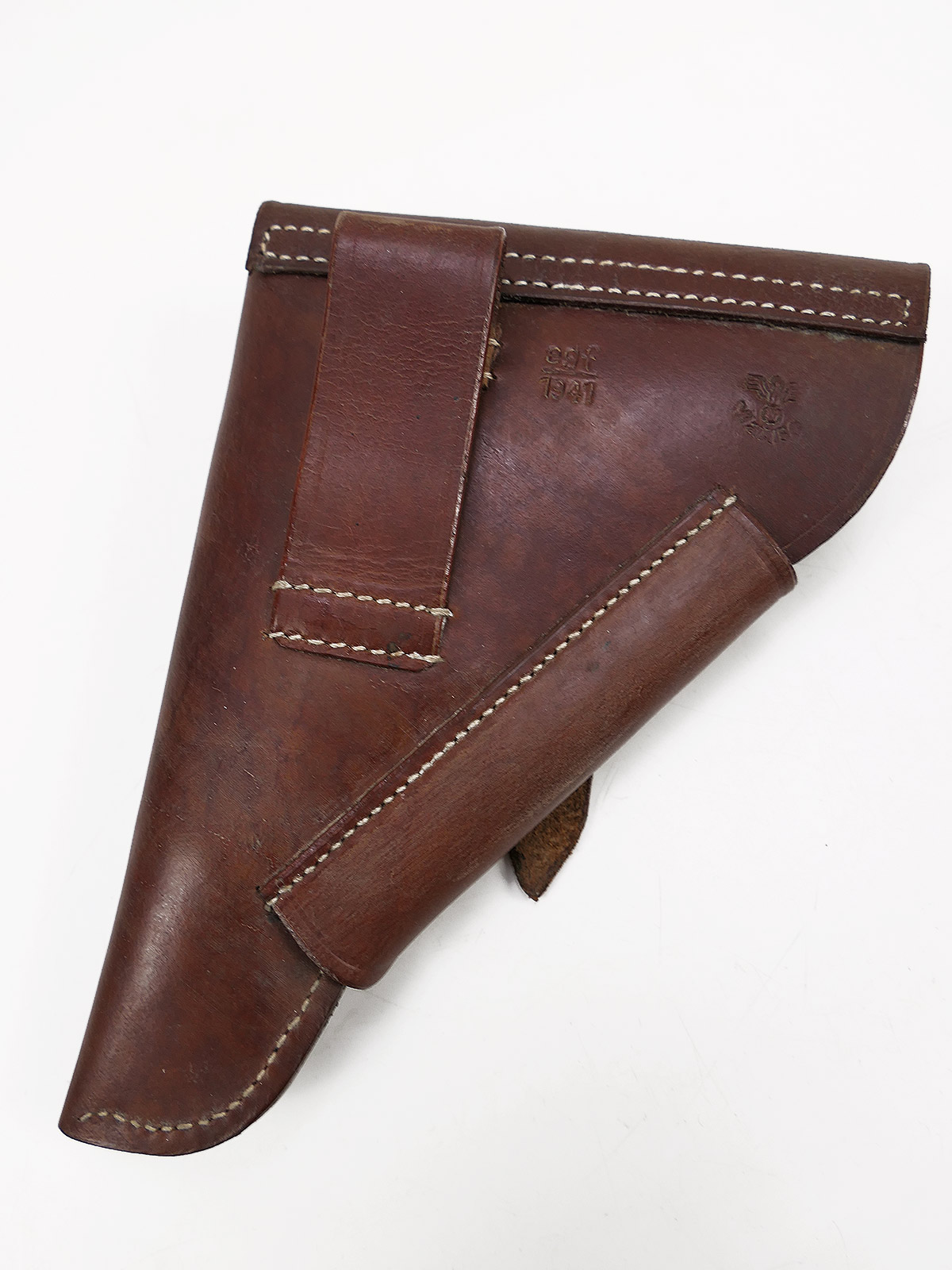One-off WW2 Wehrmacht Luftwaffe holster, brown, for short pistols, 7.65, Type PPK, BATTLE-WORN