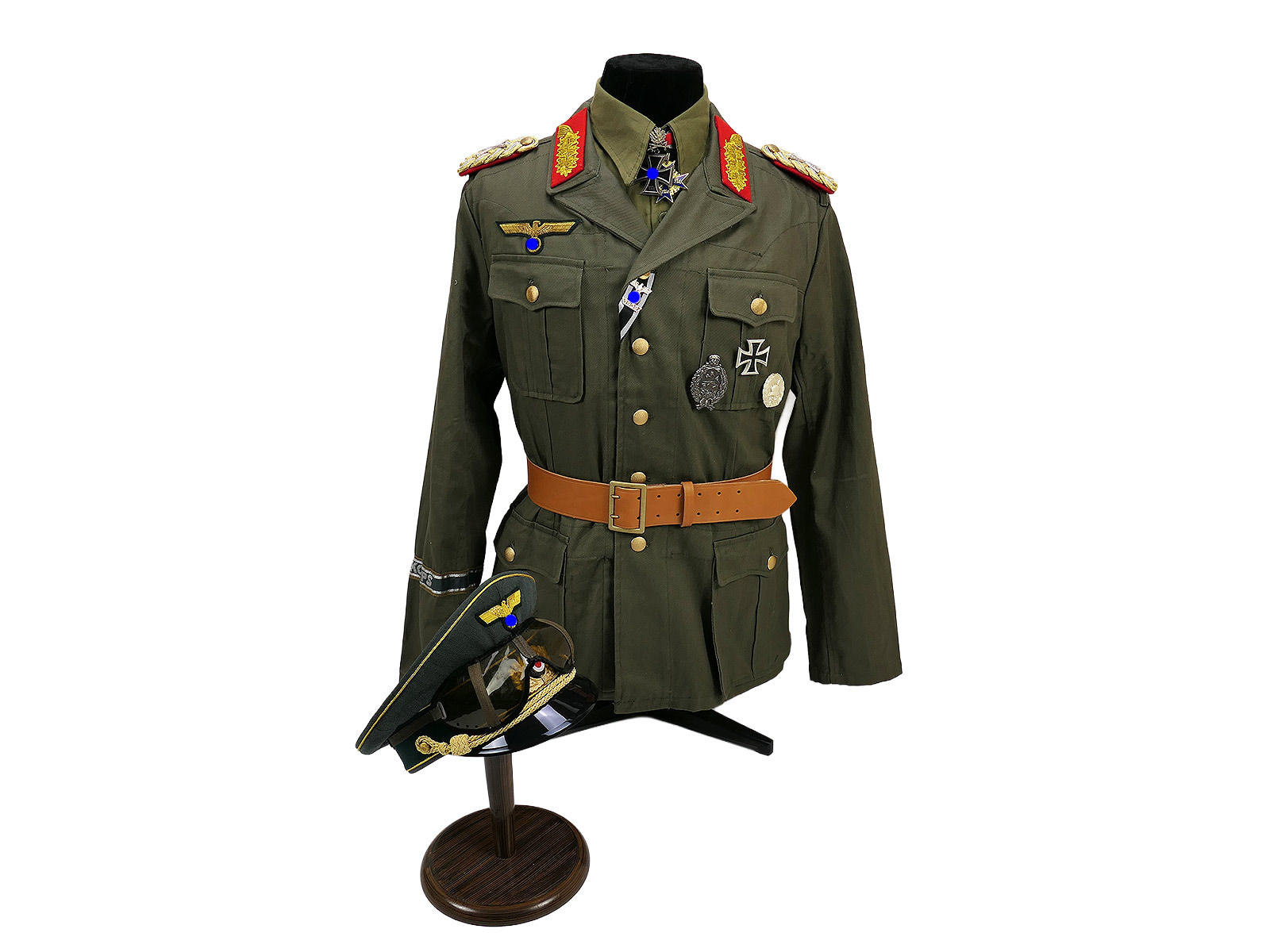 Uniform ensemble General Field Marshal Erwin Rommel Africa Corps Koppel peaked cap Knight's Cross