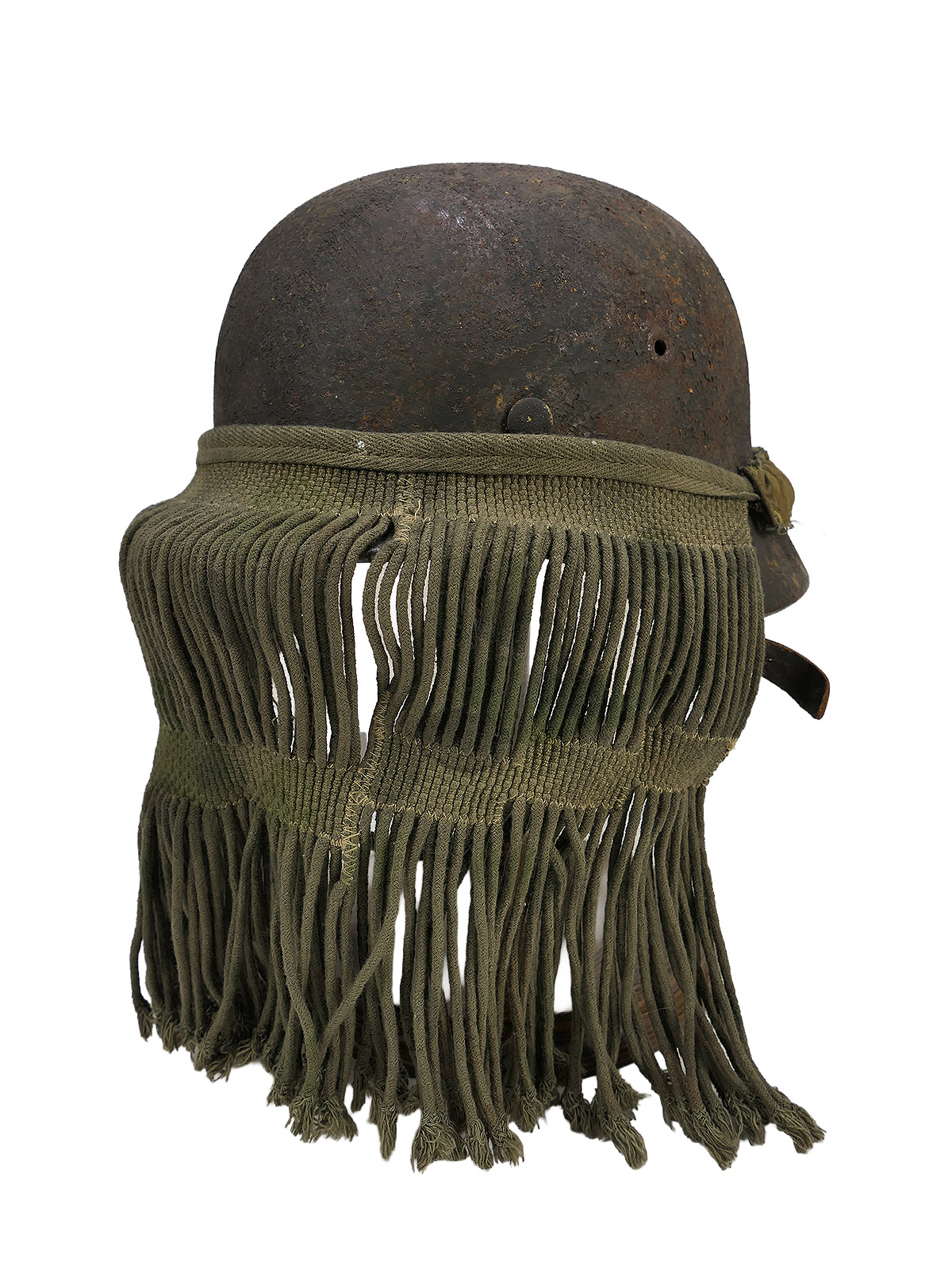 One-of-a-kind, hand-crafted Waffen SS sniper camouflage veil – museum-quality replica – face camouflage – COLLECTION