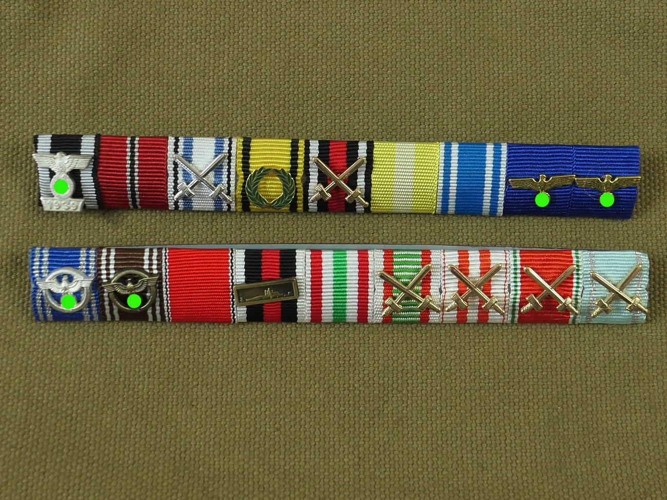 Wehrmacht 2x ribbon clasps 9er with editions / Ribbon / Order clasp Sepp Dietrich
