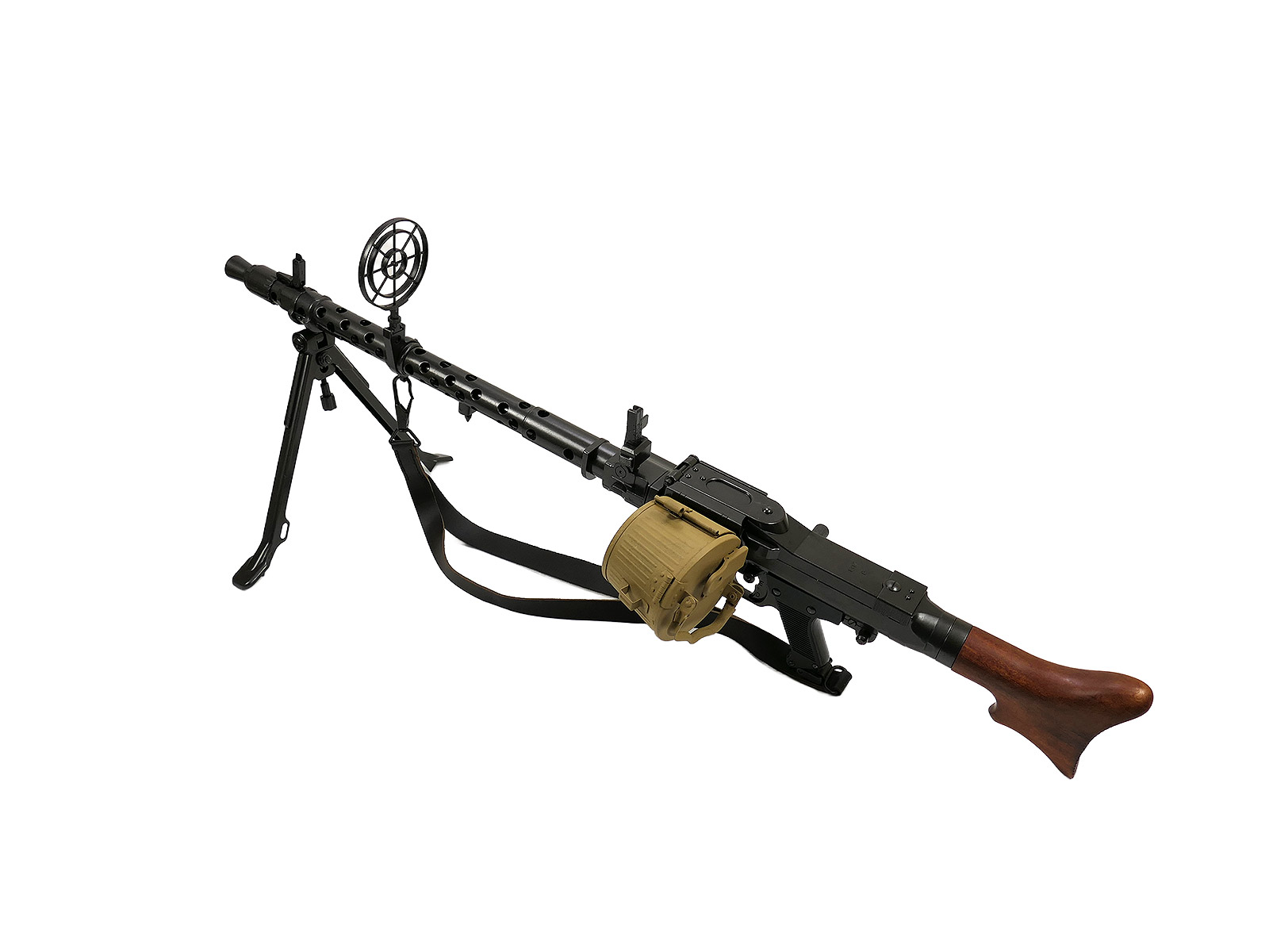 VARIANTE Machine gun MG34 deco metal/wood model with pilot circular sight conversion belt drum / belt 