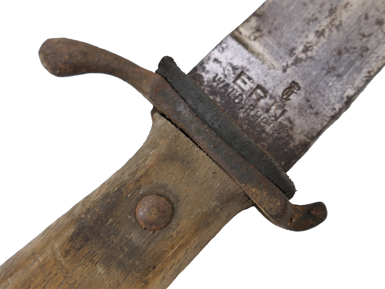 WK1 trench dagger with ERN mark, Rhineland razor factory, COLLECTION BATTLE WORN