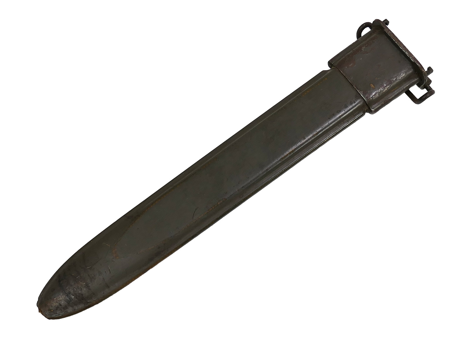 US Army WW2 M1 bayonet in scabbard for the M1 Garand carbine / Collection: BATTLE WORN
