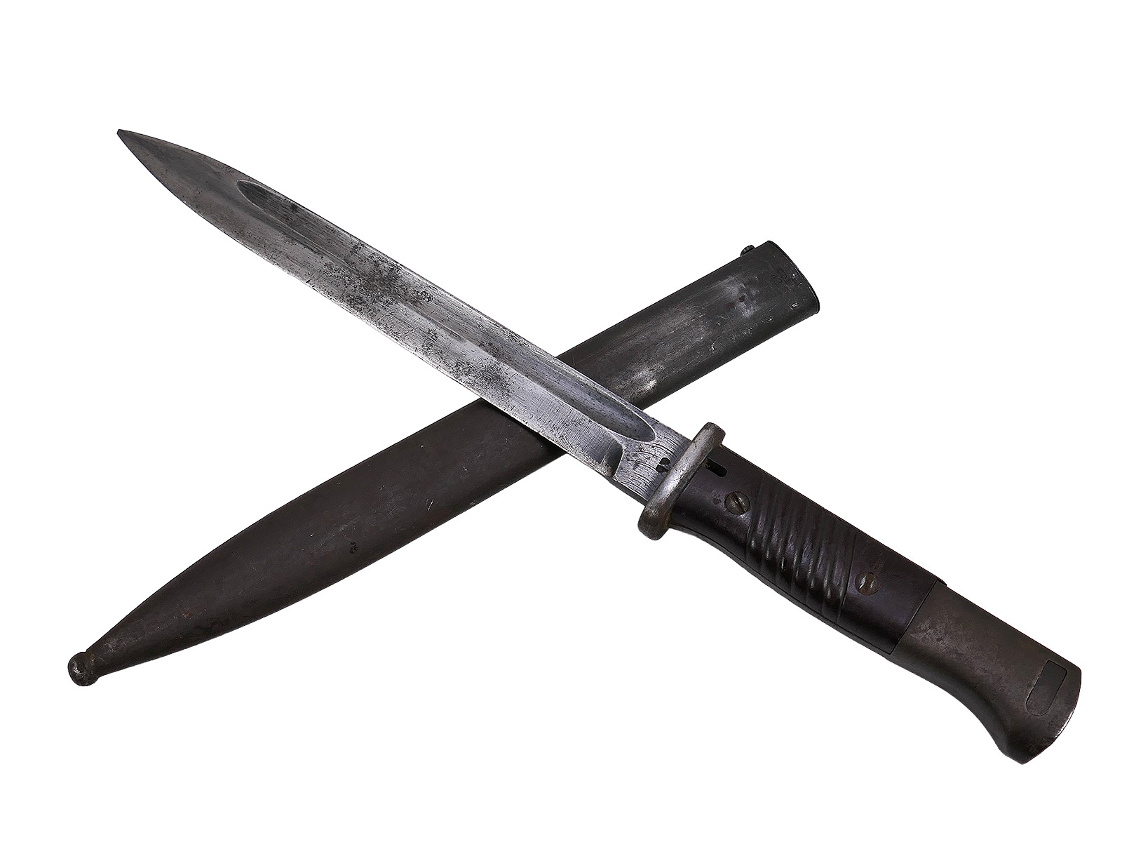 Wehrmacht M84/98 bayonet (from 1943) for the K98 carbine / fixed bayonet with scabbard, BATTLE-WORN