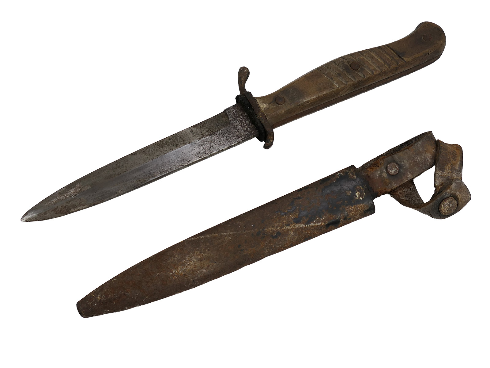 WK1 trench dagger with ERN mark, Rhineland razor factory, COLLECTION BATTLE WORN