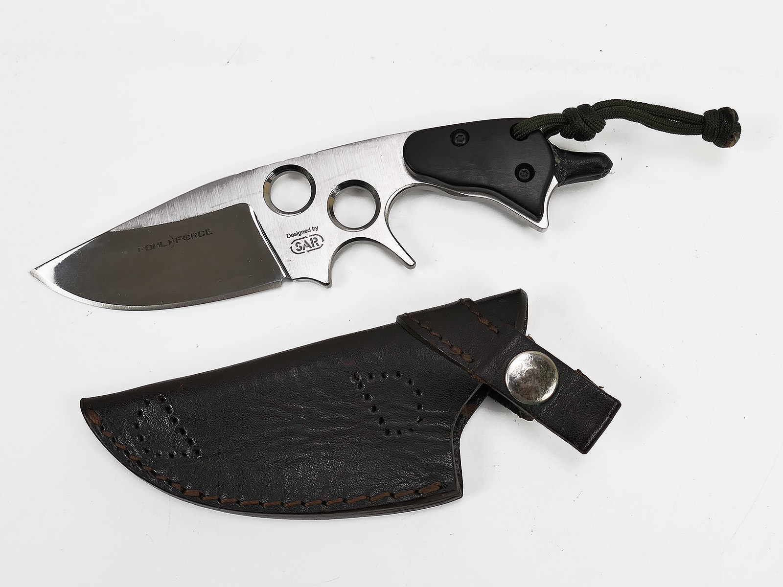 POLE Force Hornet XL Outdoor Knife with Leather Sheath Tactical Knife
