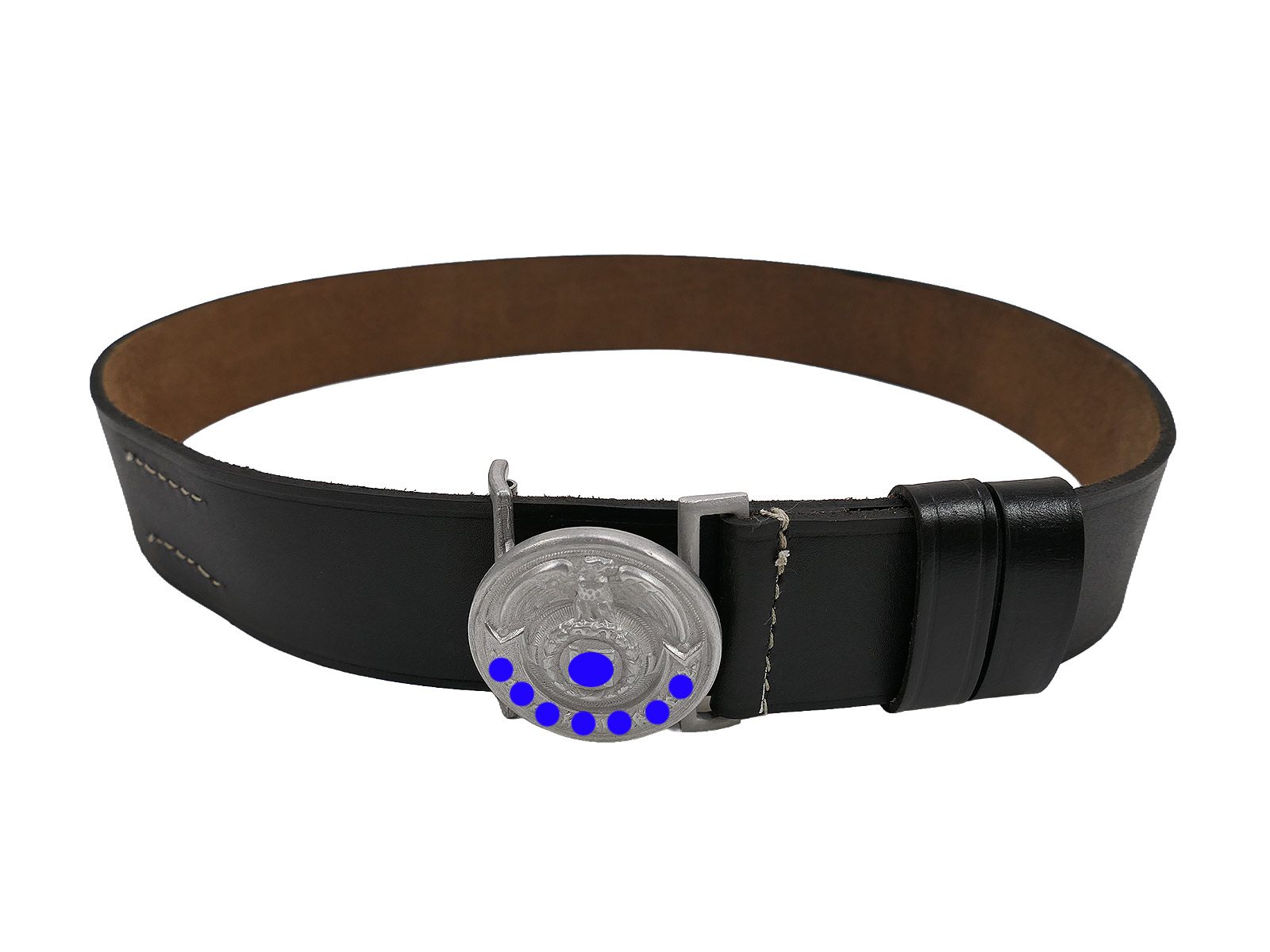 Waffen-SS Führer belt with belt buckle, 100 cm long, leather belt, officer’s Führer belt buckle, COLLECTION