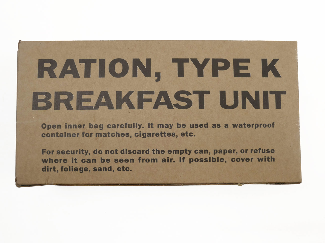 13544-1 US ARMY WW2 Rations Type K Breakfast Unit / Rations Box Carton Catering