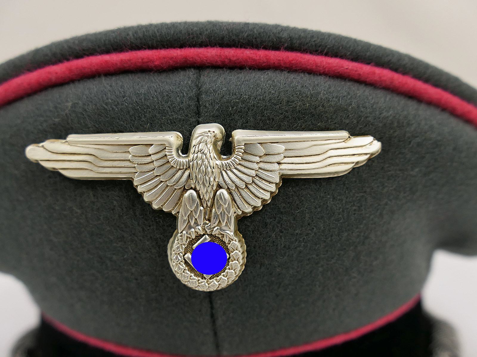 Waffen SS peaked cap, officer’s, PANZERTRUPPE, size 58 – top-quality museum-grade reproduction with metal detailing