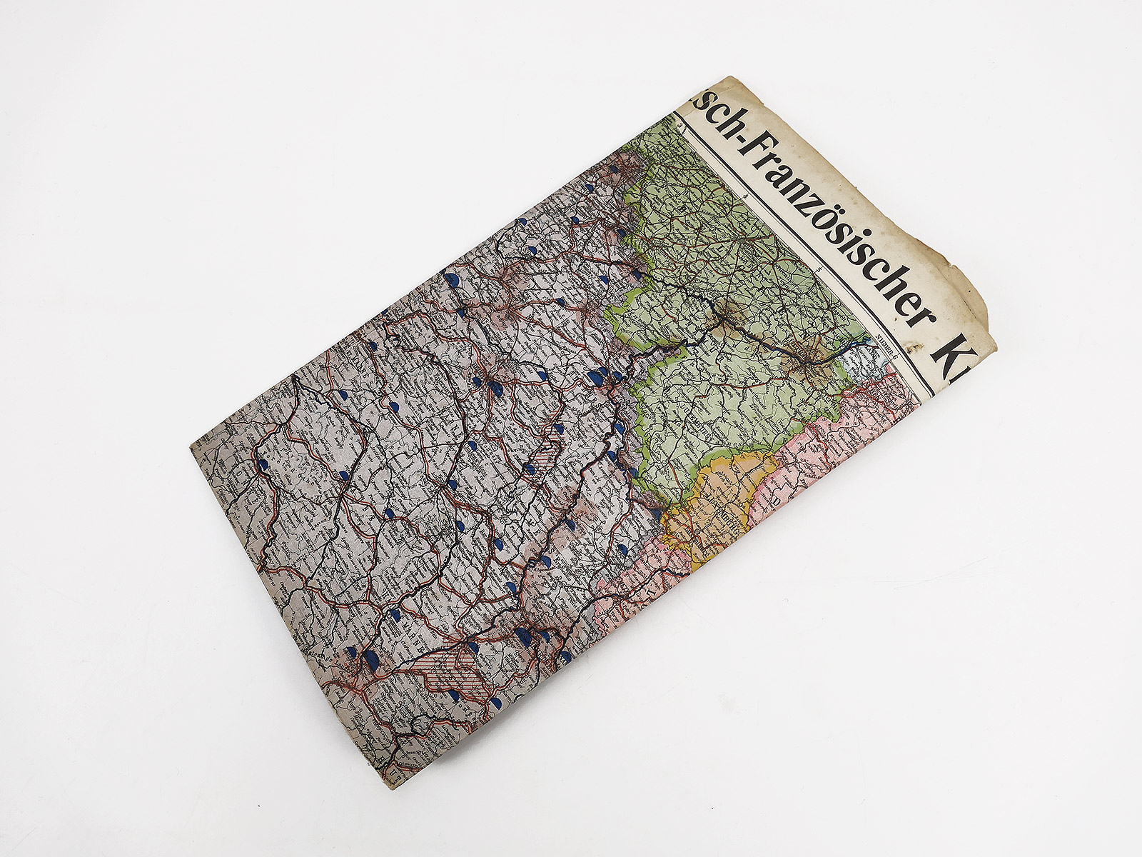  Original map folding map Germany Belgium France German-French theatre of war with Paris